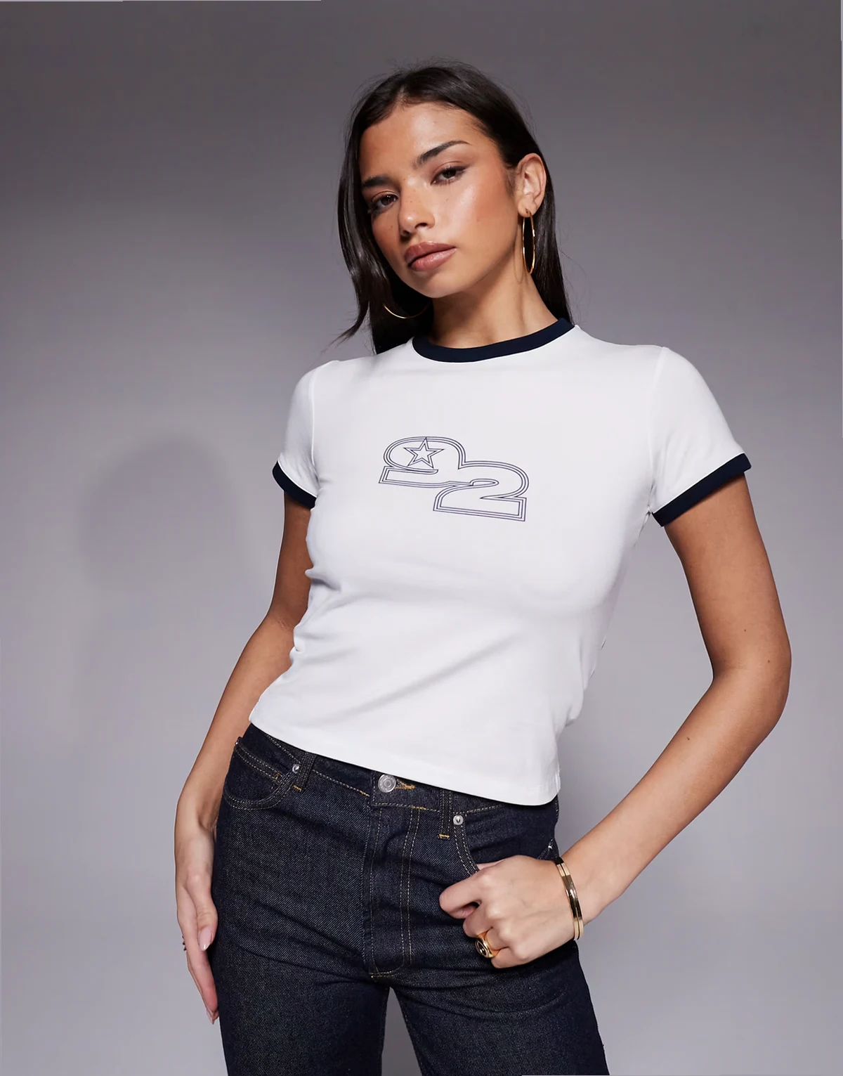 exclusive cotton rich star number graphic front baby tee in white