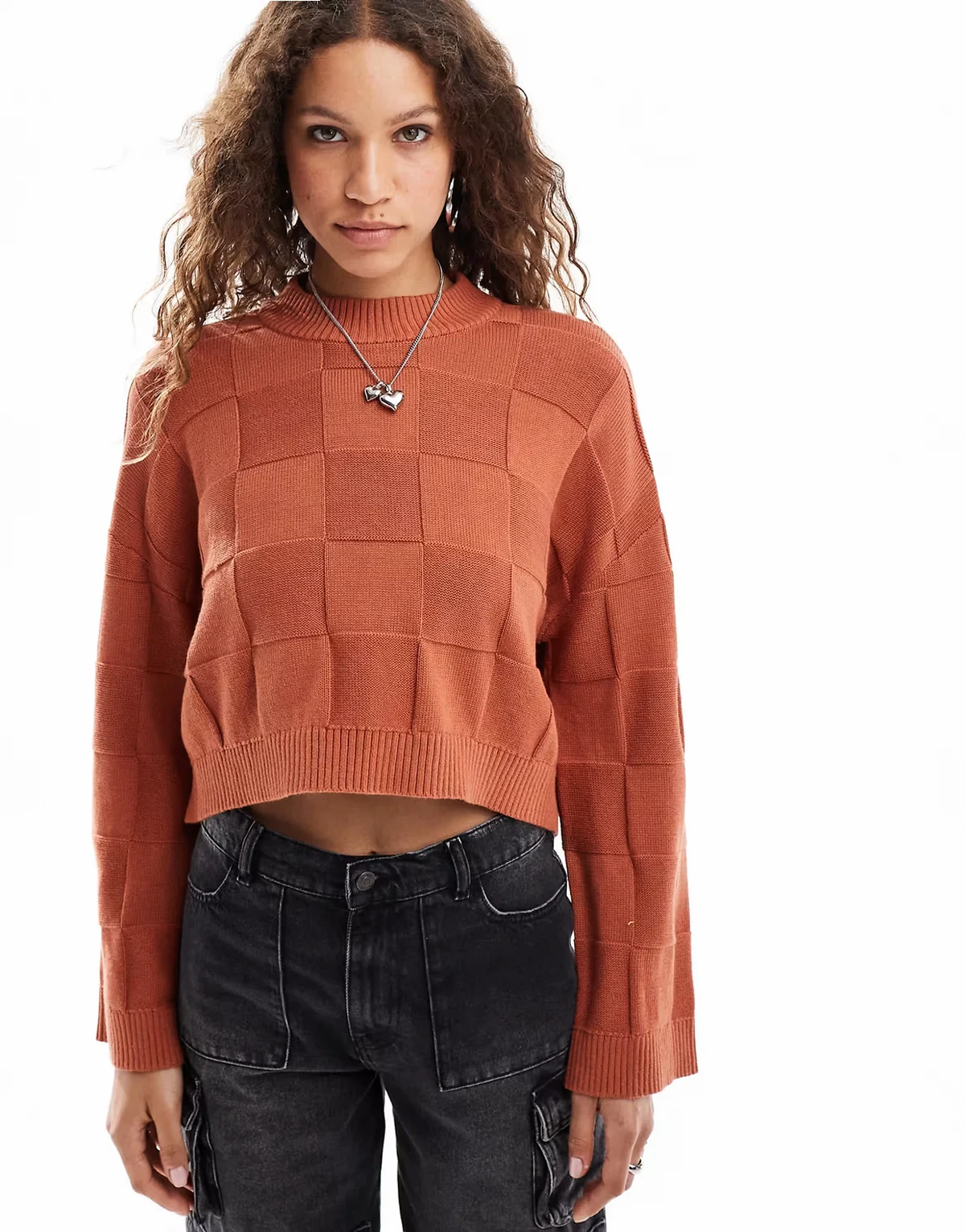 Cammile checkered sweatshirt in orange