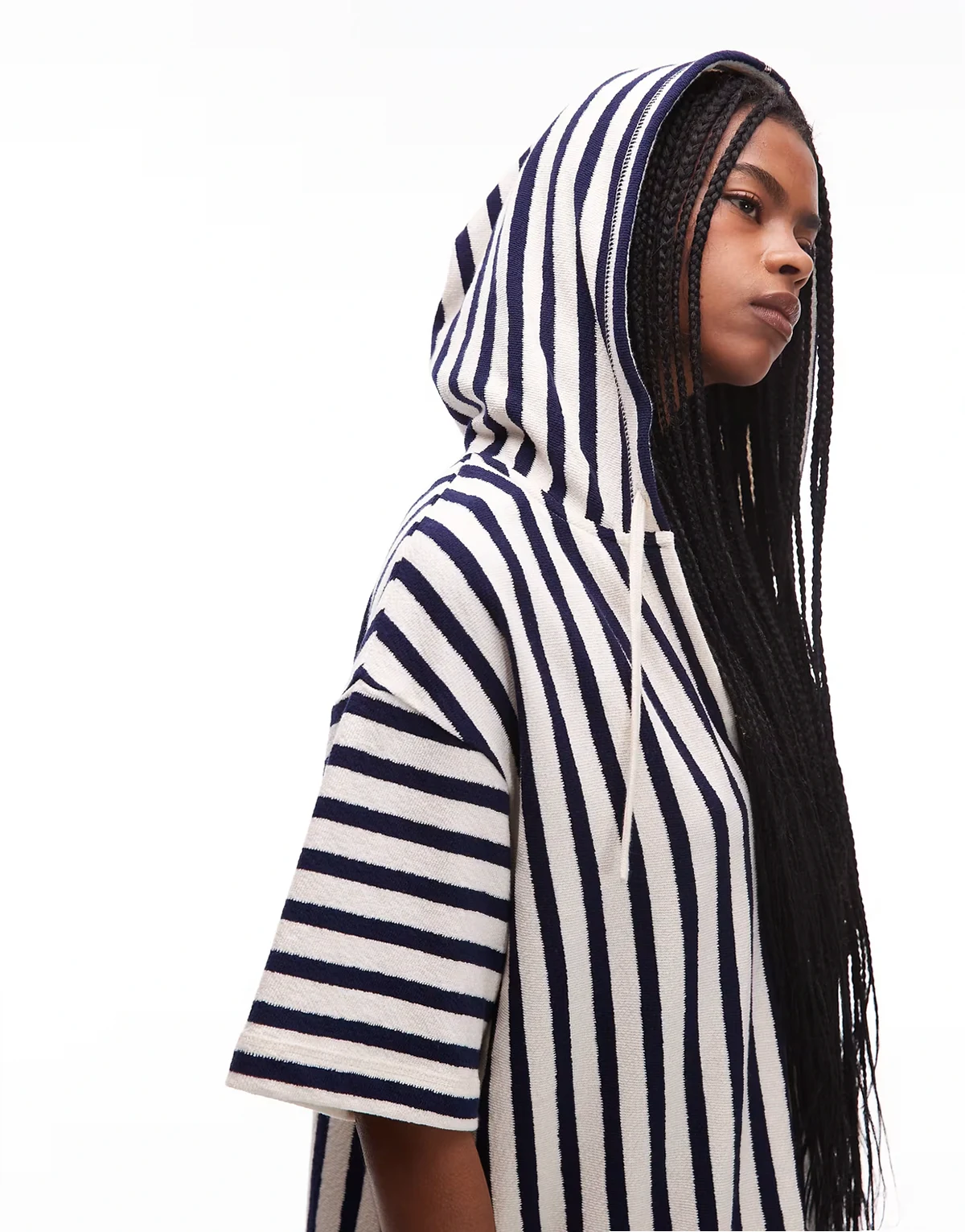 – Bunt gestreifter Strand-Kapuzenpullover aus Frottee