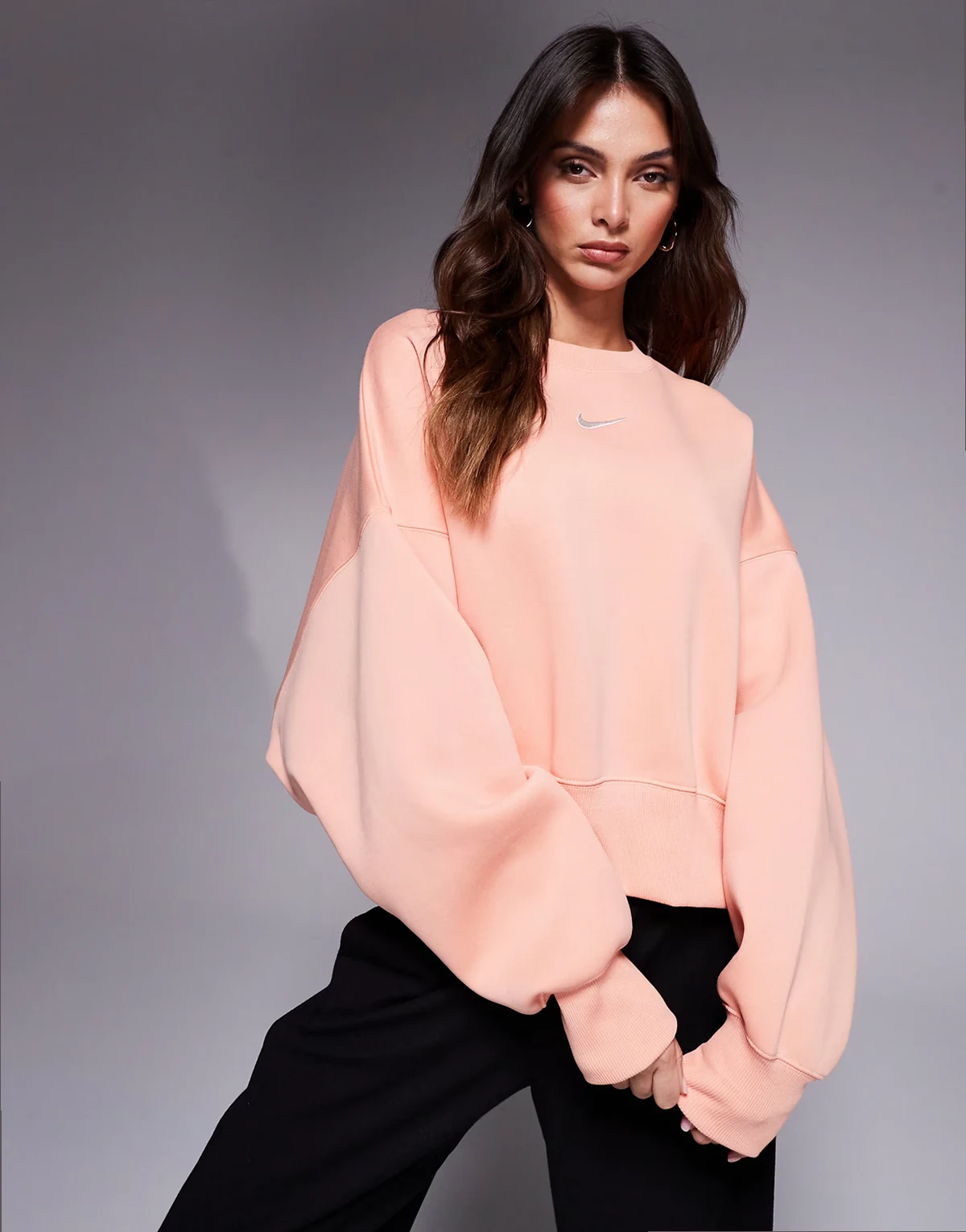 Phoenix Fleece oversized cropped sweatshirt in coral