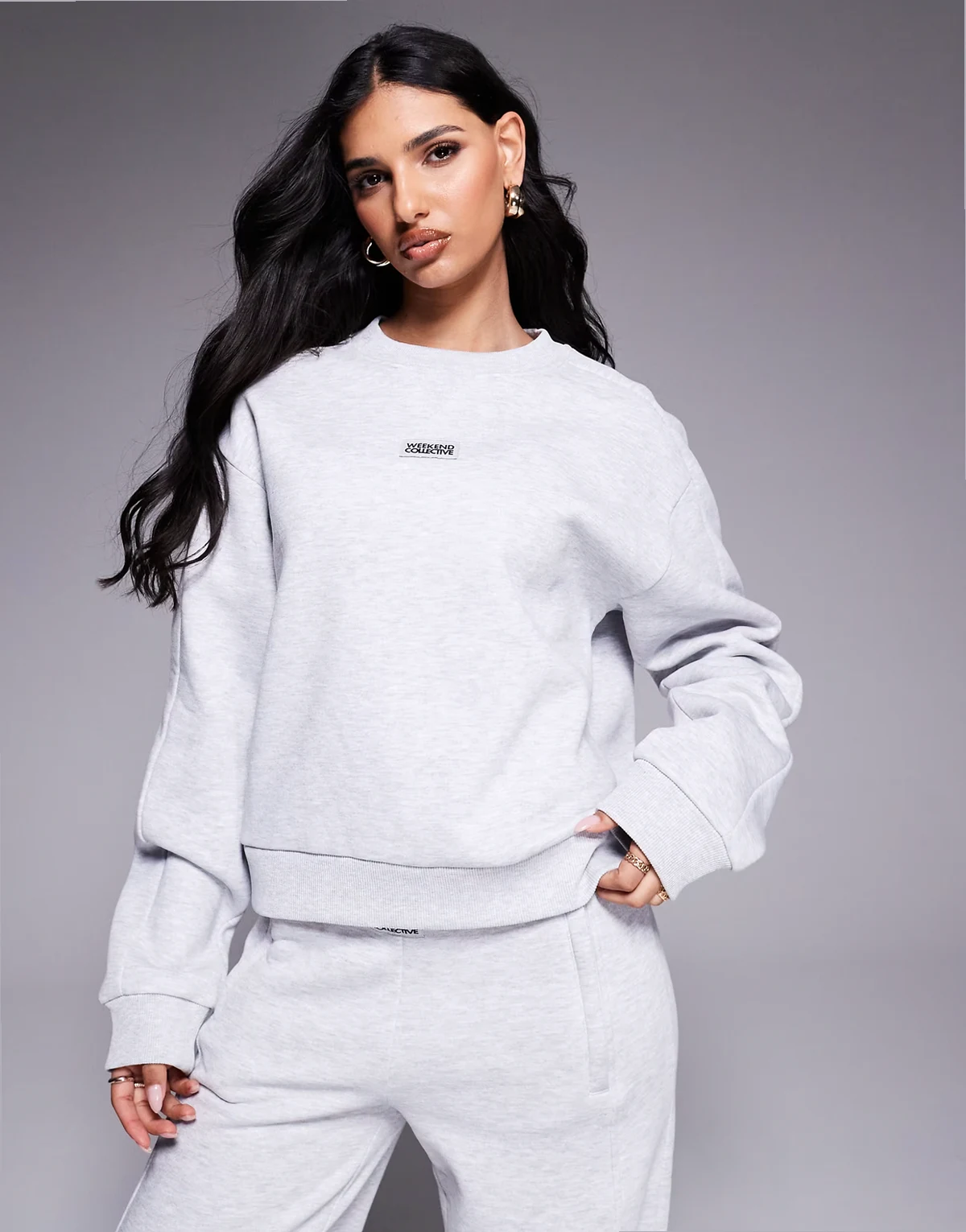 Weekend Collective seamed sweatshirt in gray heather - part of a set