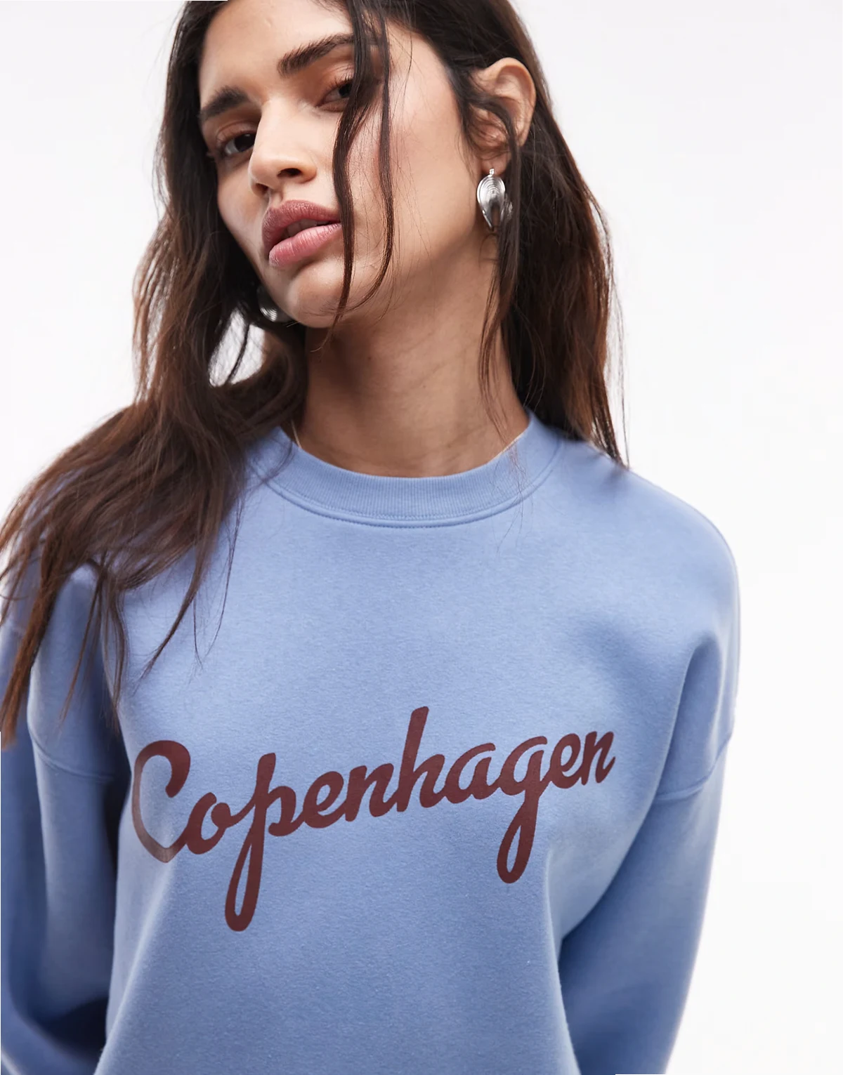 – Niebieska bluza oversize z grafiką z napisem „Copenhagen”