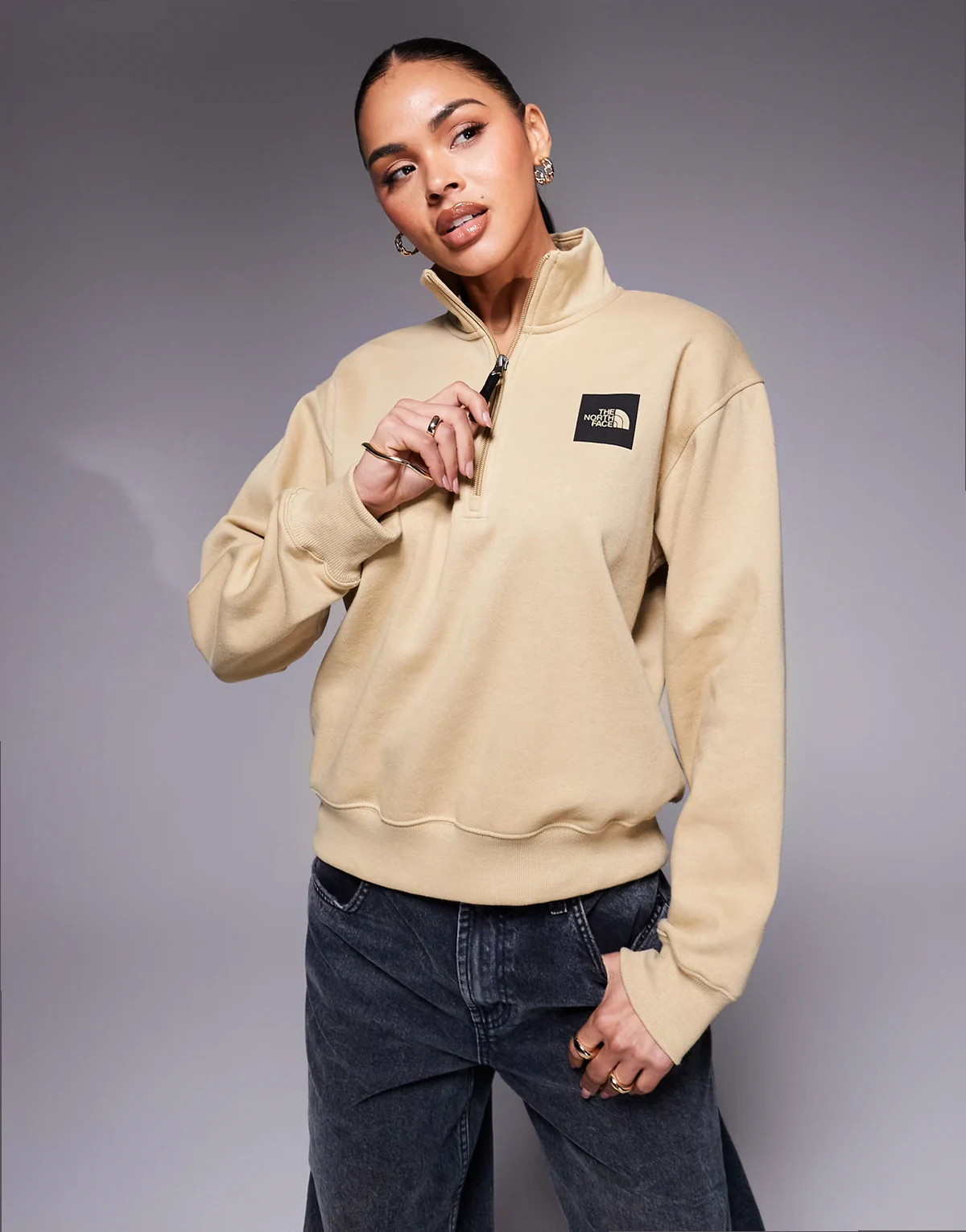 Box Half Dome quarter zip sweatshirt in brown