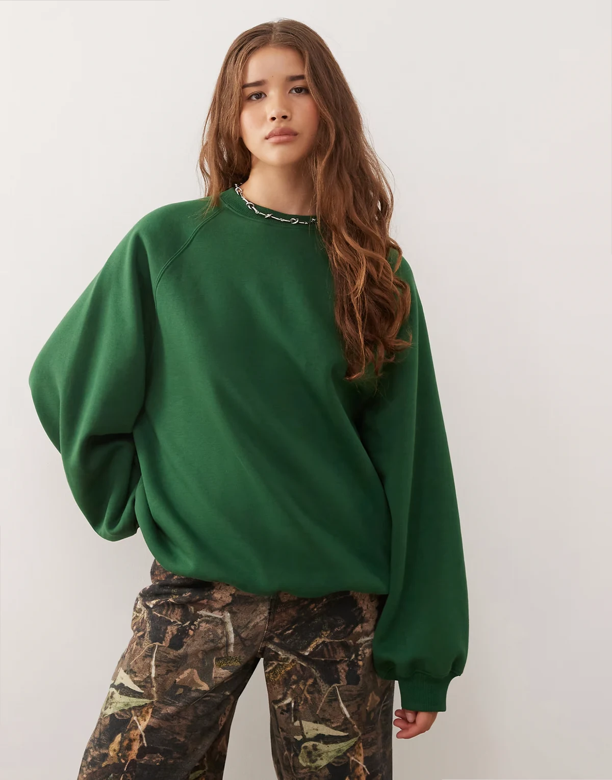 heavyweight jersey oversized sweatshirt in dark green