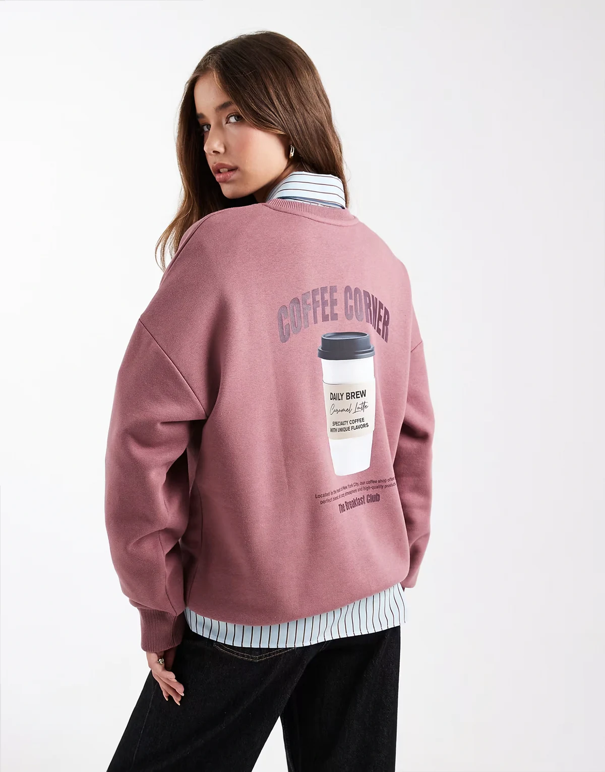 Teen coffee graphic sweatshirt in pink