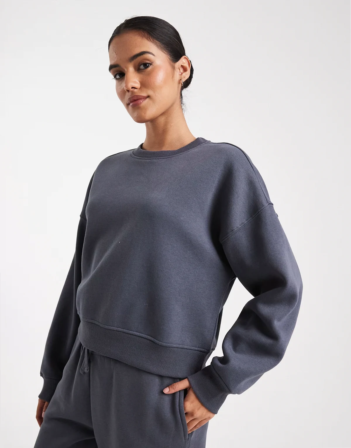 crew neck dropped shoulders sweatshirt in ombre blue - part of a set