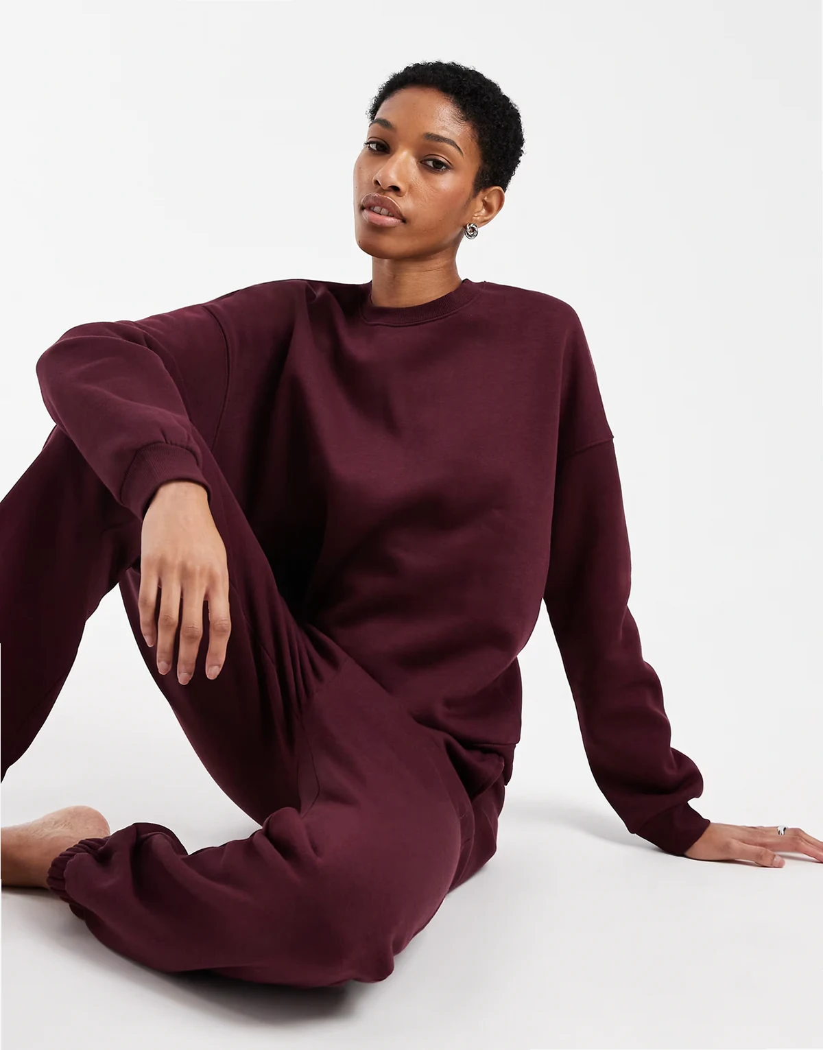 oversized sweatshirt in burgundy - part of a set
