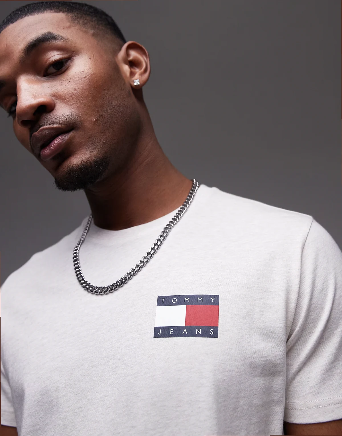 slim essential flag T-shirt in oat heather