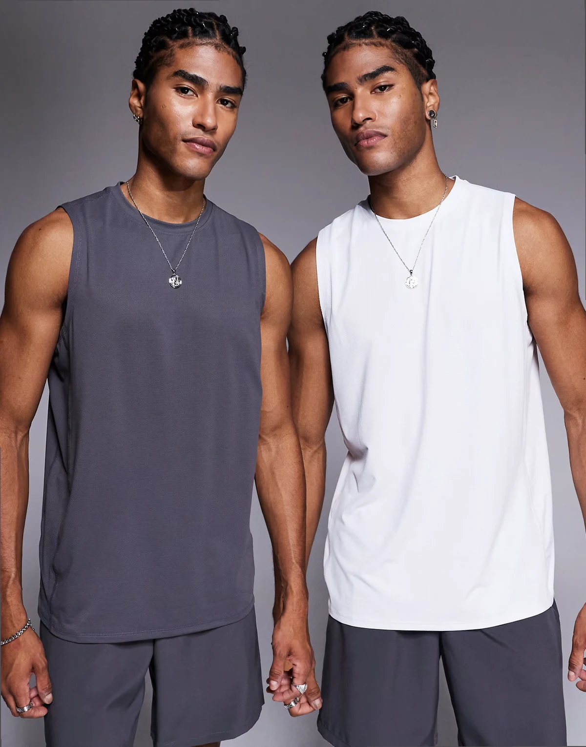 Icon quick dry mesh training tank 2 pack in graphite and white