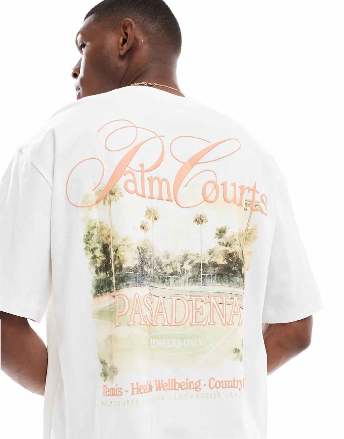 oversized T-shirt with courts back print in white