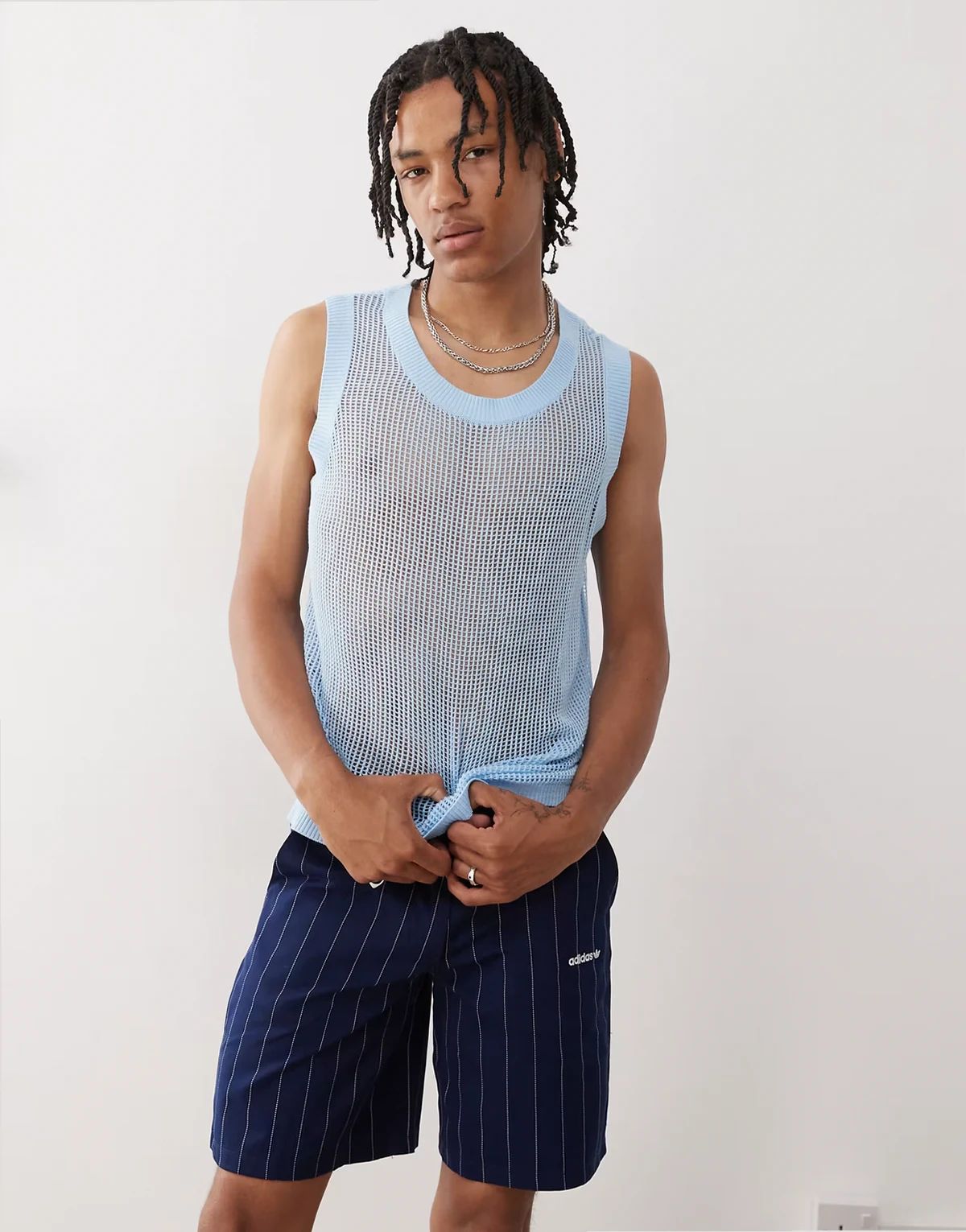 Crochet knit vest in blue