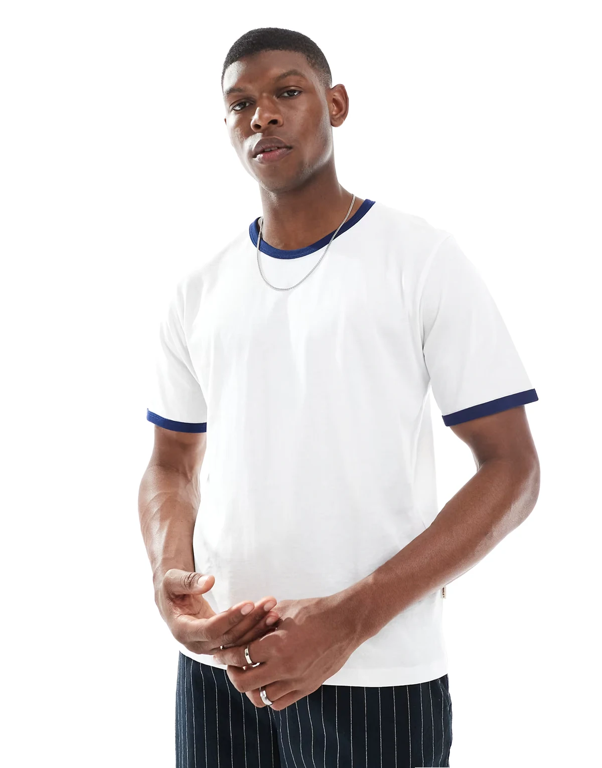 tight fit ringer t-shirt in white