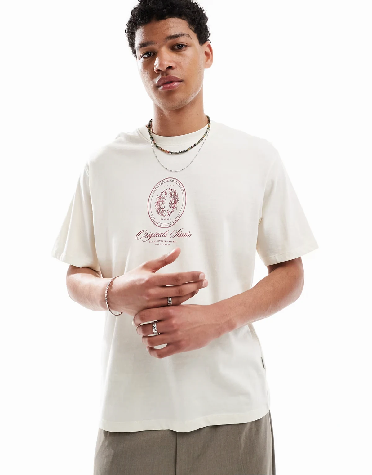 oversized t-shirt with front print in off white