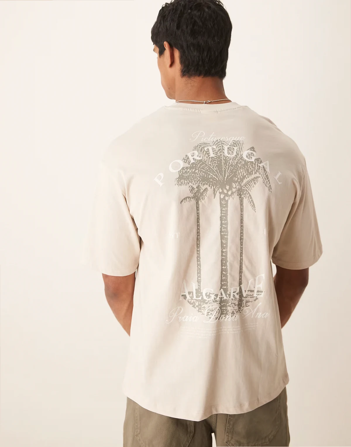 – Oversize-T-Shirt in Khaki mit „Portugal“-Rückenprint