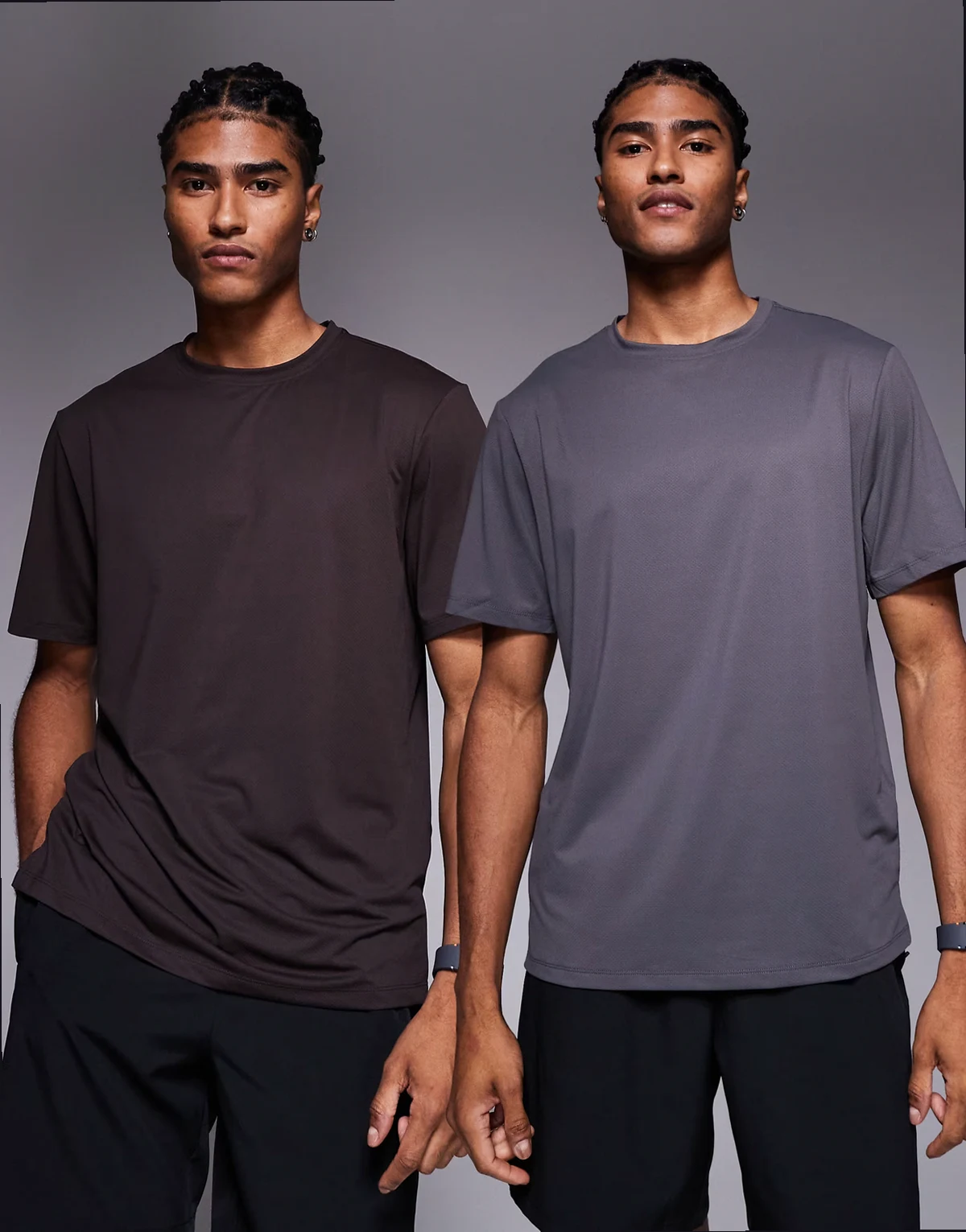 Icon training t-shirt with quick dry 2 pack in coffee and graphite