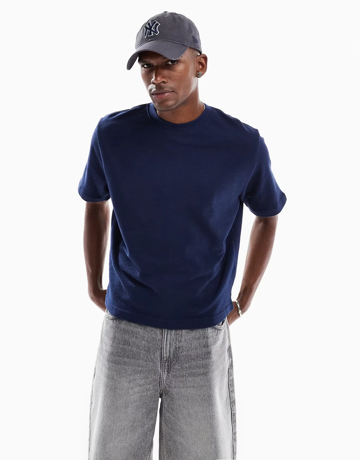 cropped fit t-shirt in indigo terry