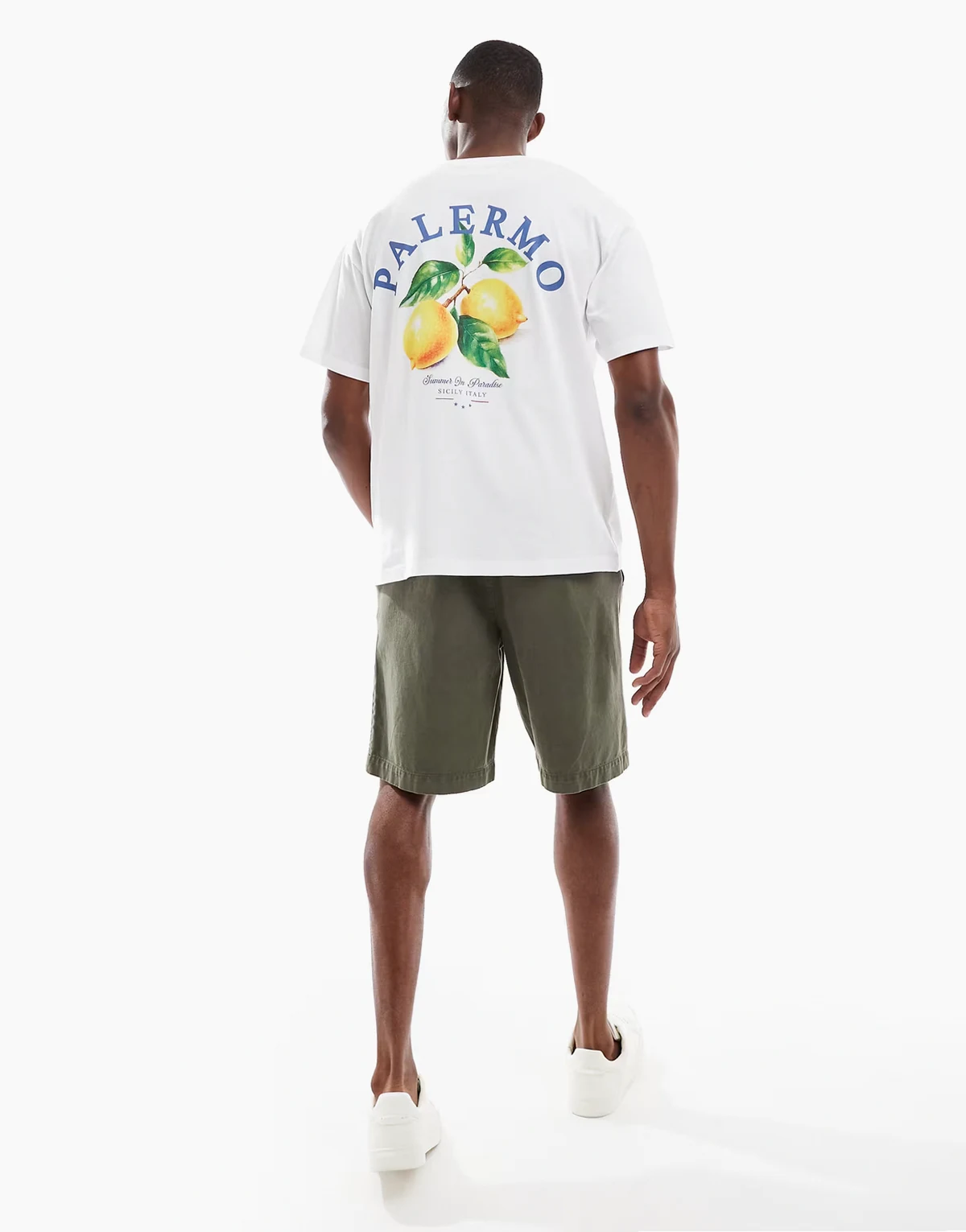 oversized T-shirt with palermo back print in white