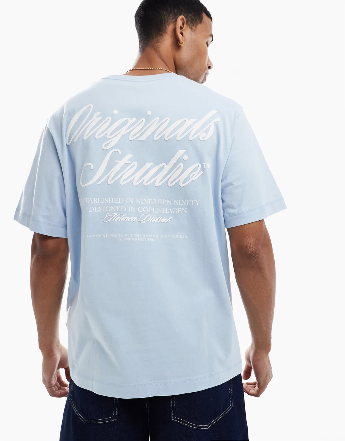 oversize T-shirt with script back print in blue
