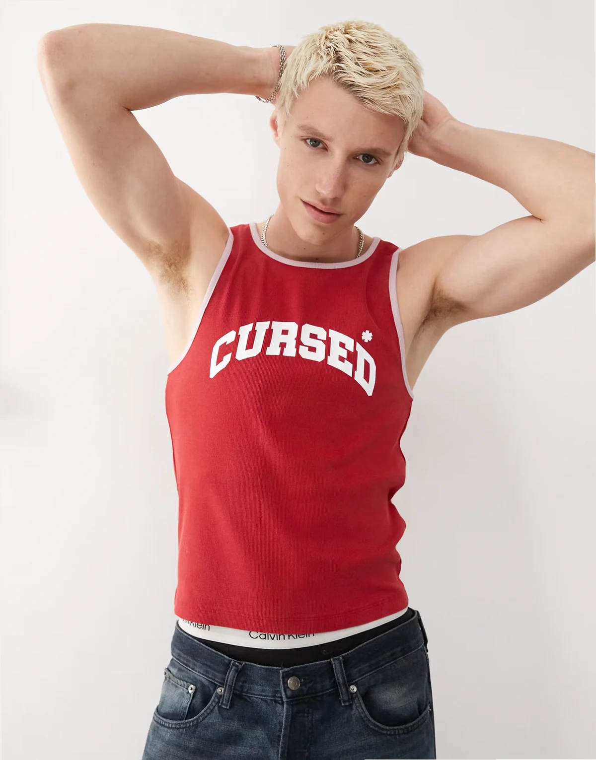 relaxed tank top in red with print