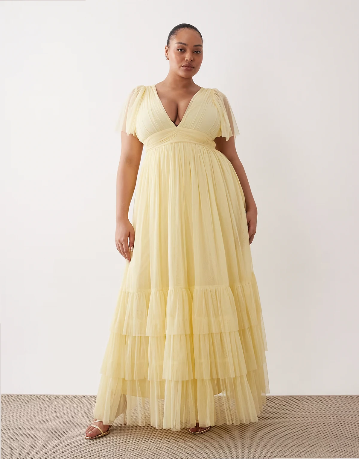 Bridesmaid – Madison – Cytrynowa sukienka maxi ze zwiewnymi rękawami