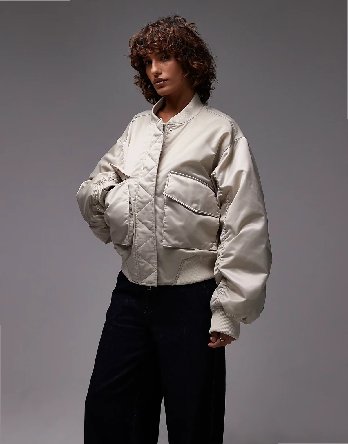 – Relaxed-Fit-Bomberjacke in Beige-Neutral