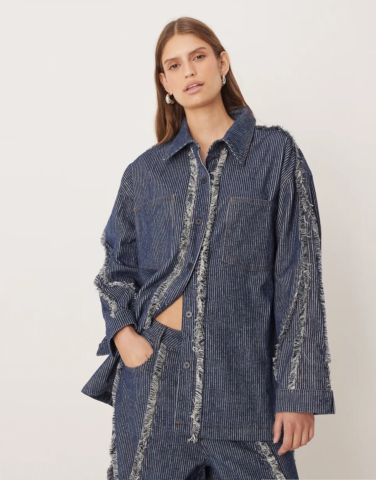 denim cord shirt with frey detail in blue - part of a set