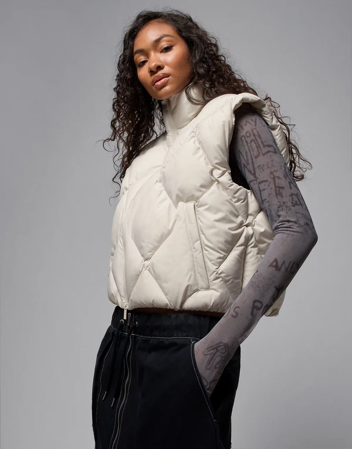 Nike Air Jordan puffer vest in off white