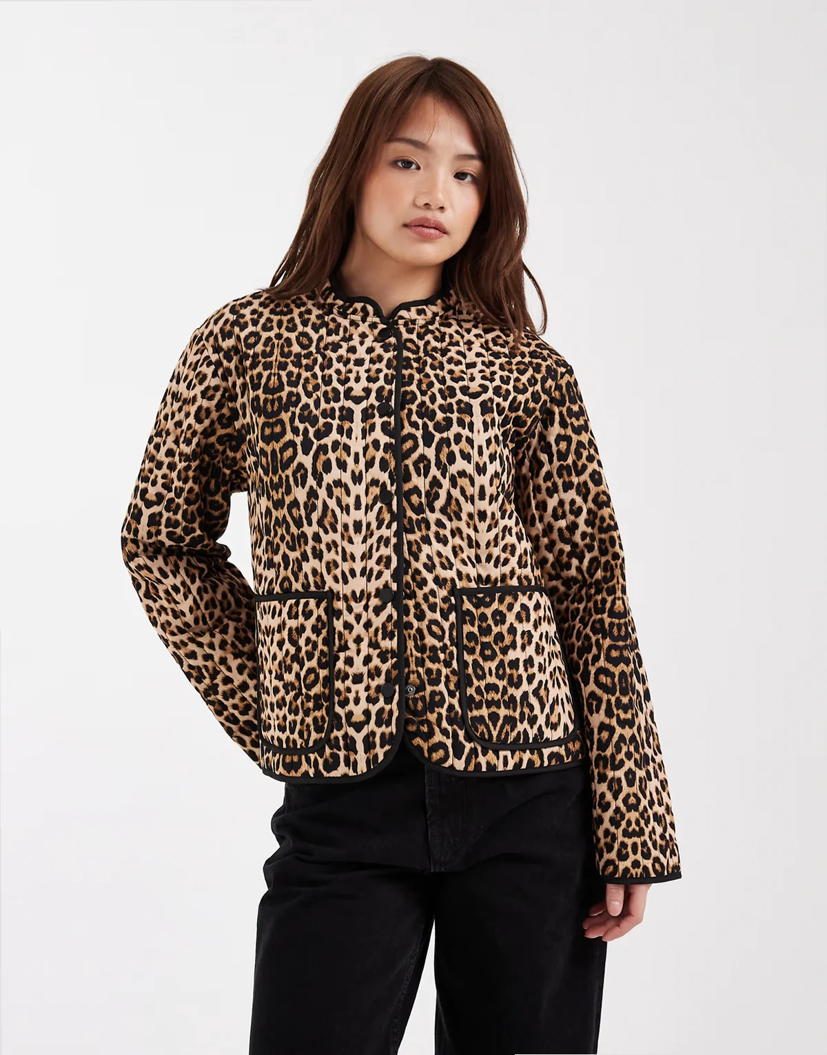 quilted jacket in leopard print
