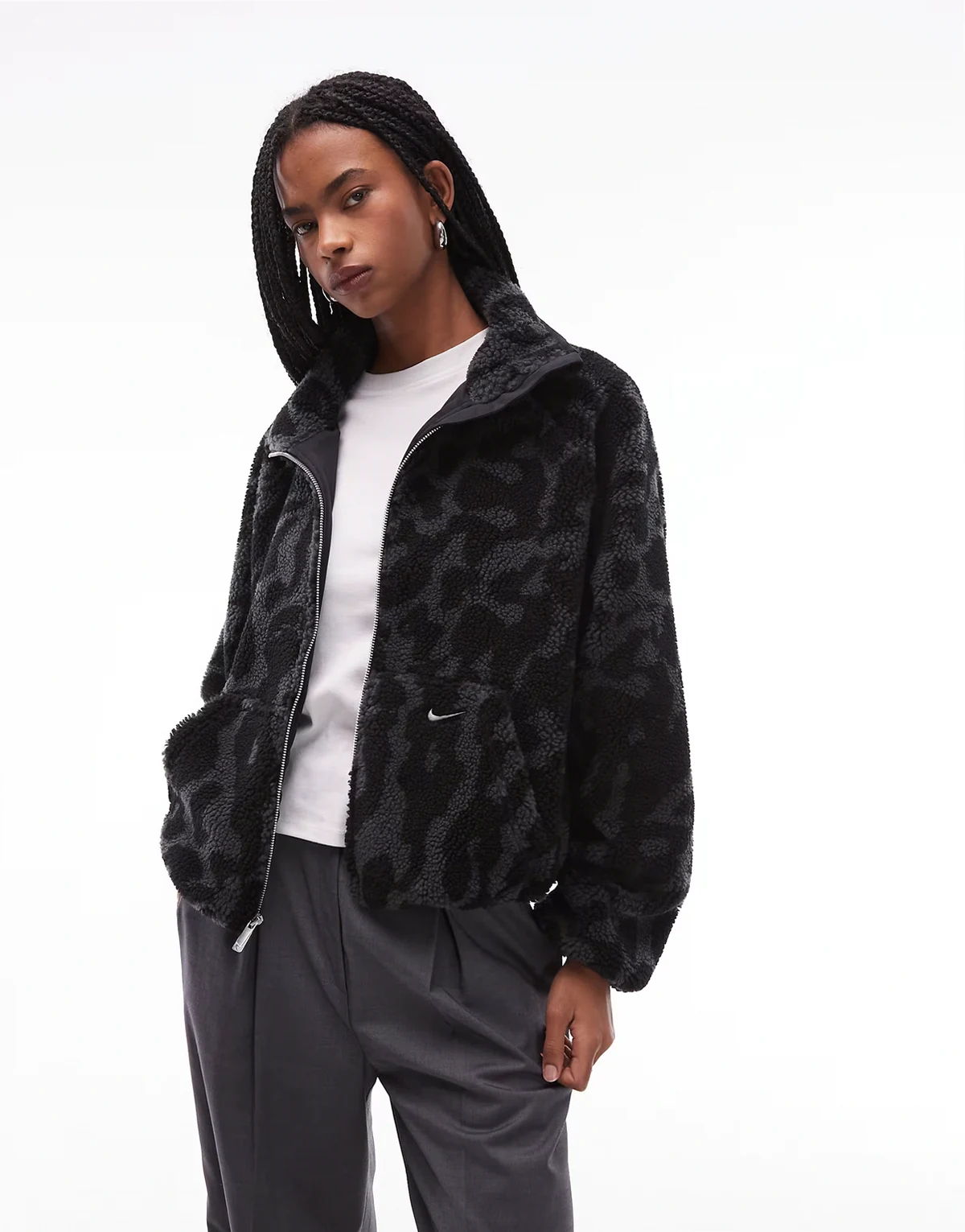 Street borg fleece jacket in leopard print