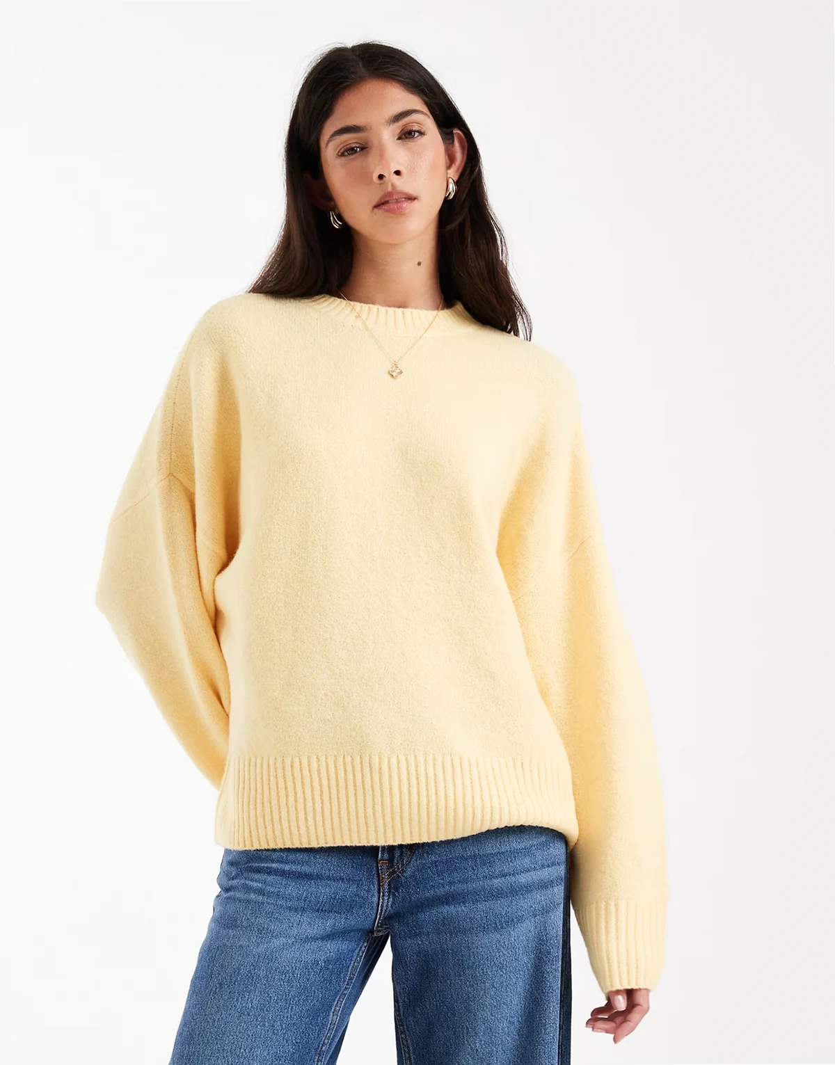 soft o-neck sweater in golden yellow