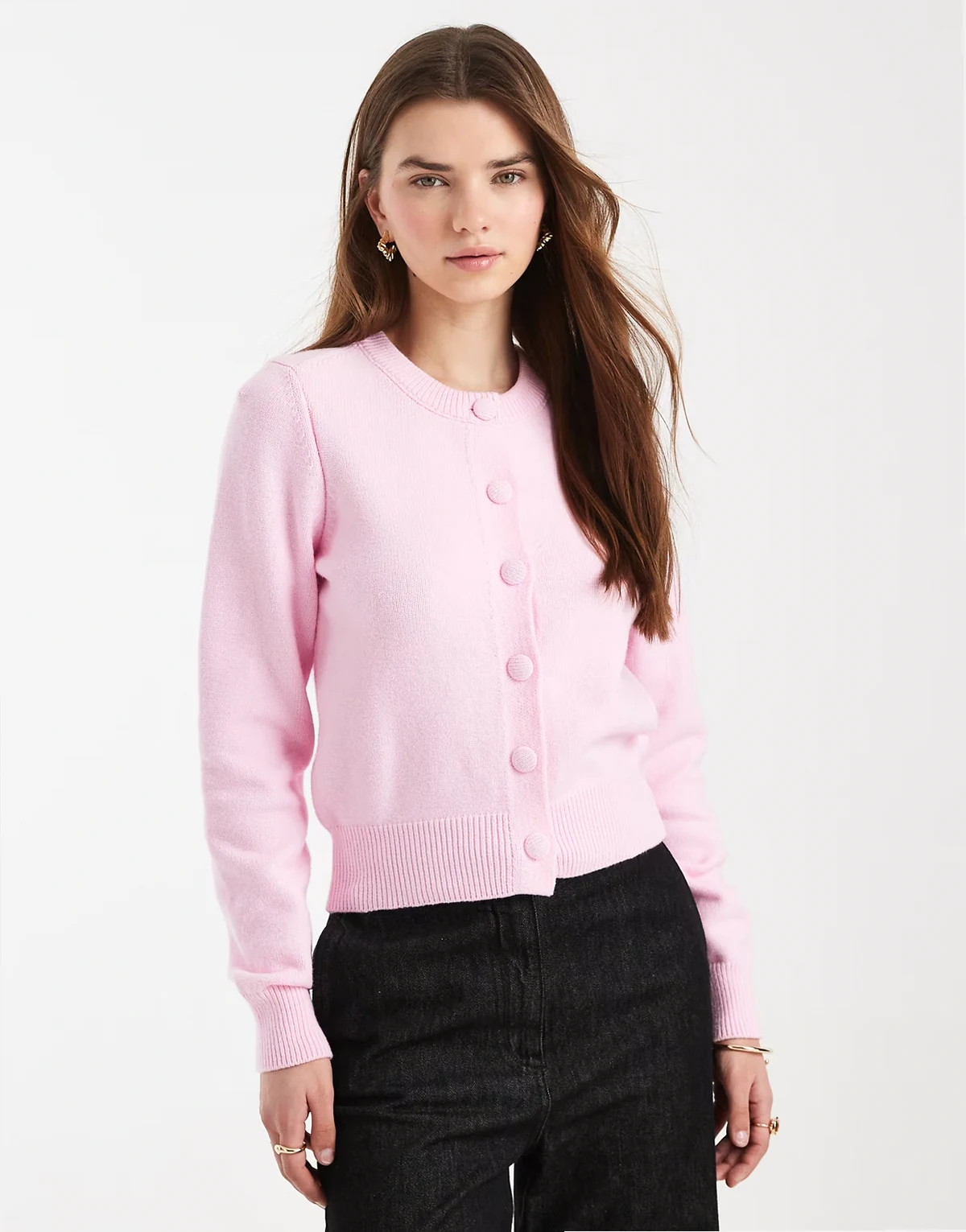 knit shrunken cardigan in pink