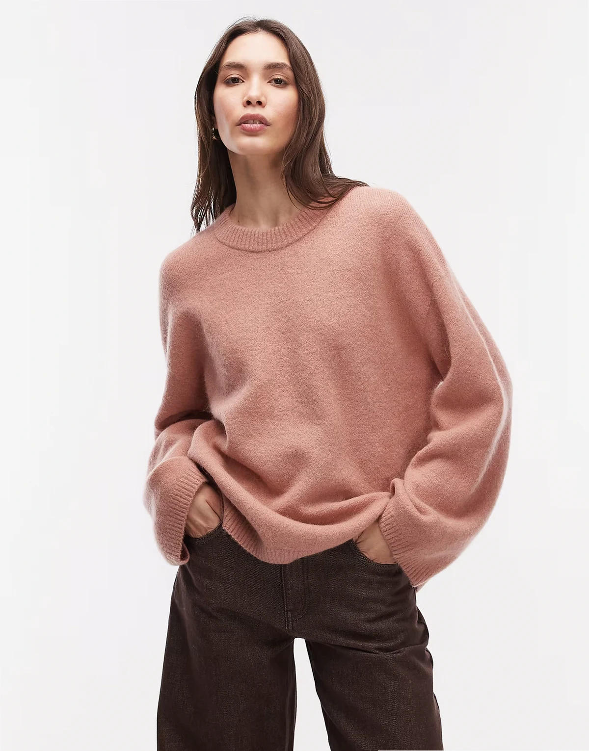 super soft alpaca and wool relaxed sweater in light pink