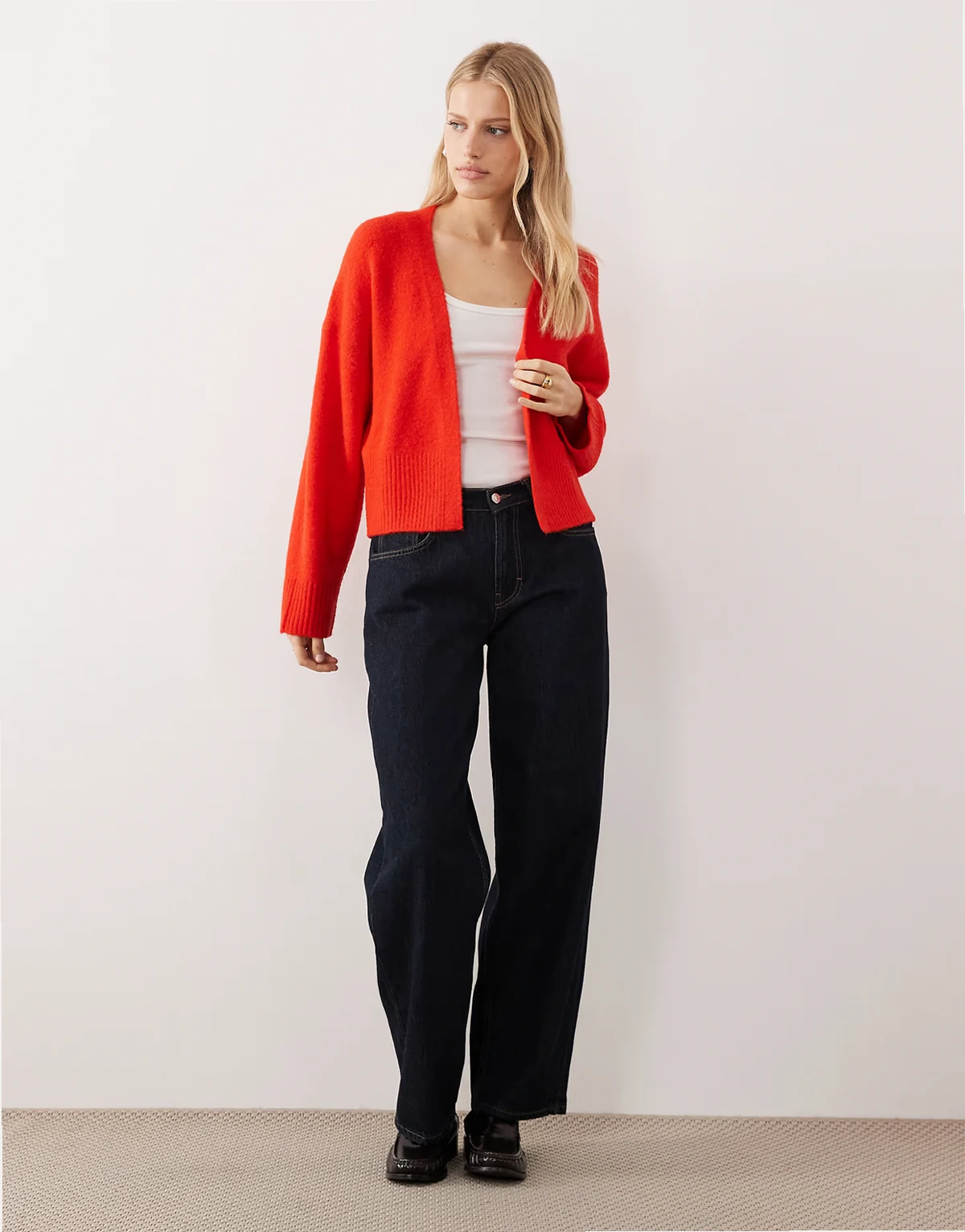 edge-to-edge cardigan in red