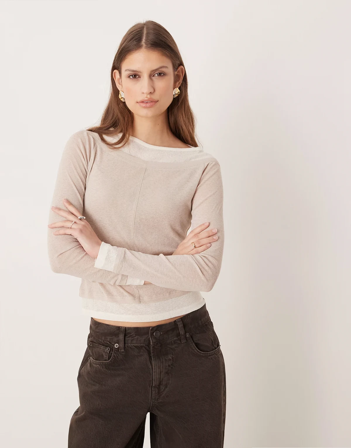 double layer onion skin top in beige
