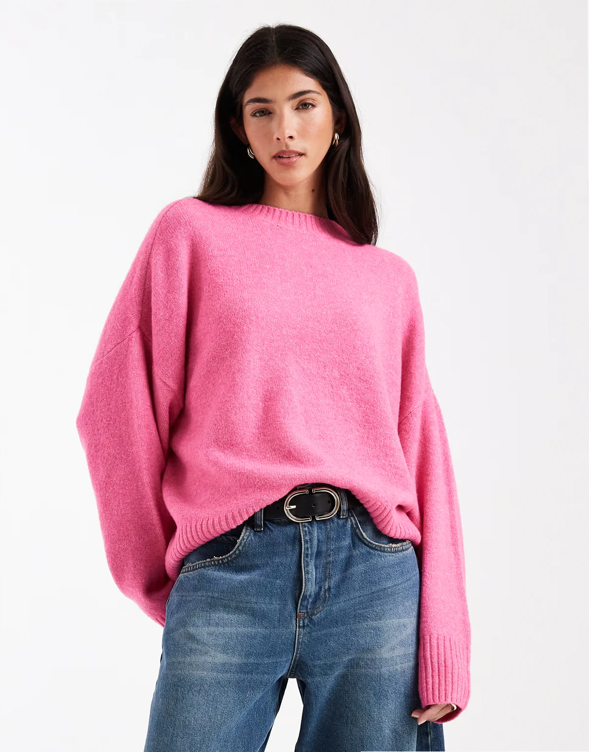 soft o-neck sweater in cosmos pink