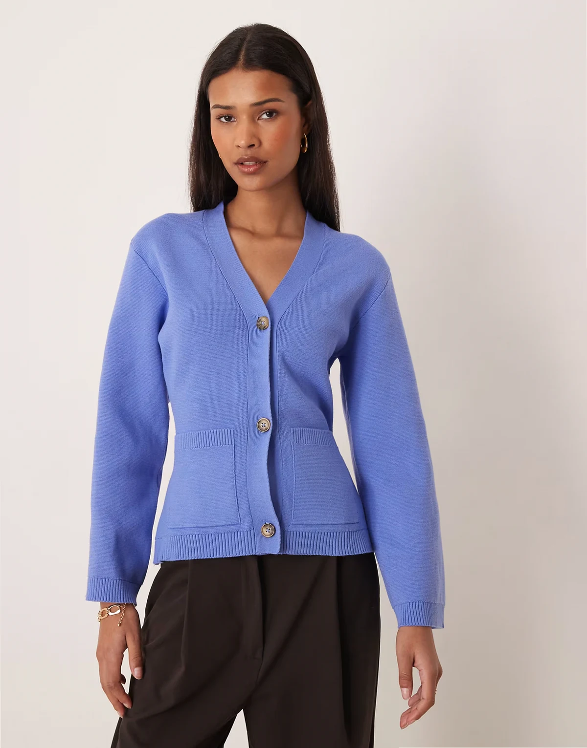 – Strickjacke aus reiner Baumwolle in Blau