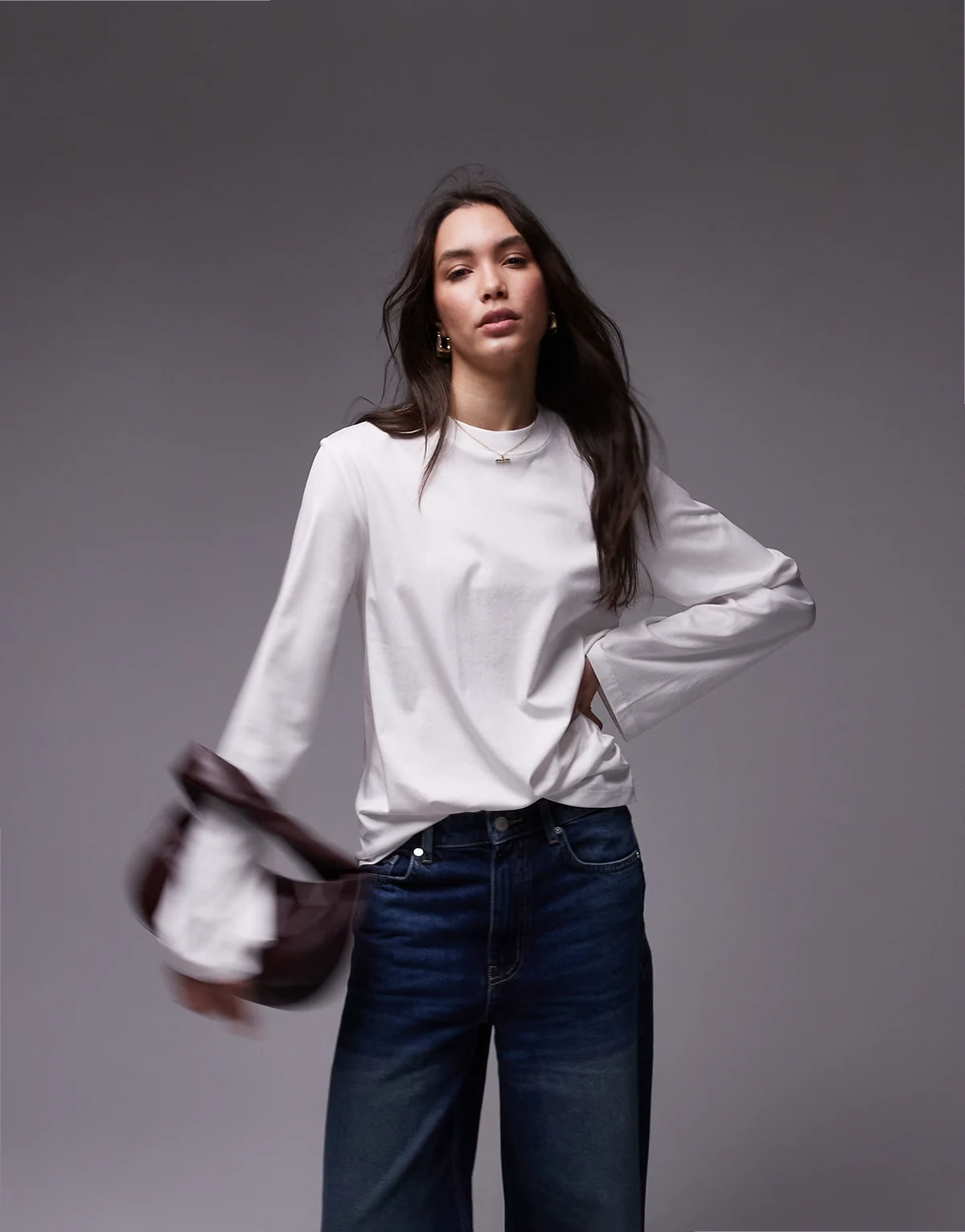 jersey relaxed top with asymmetric side ruche detail in white