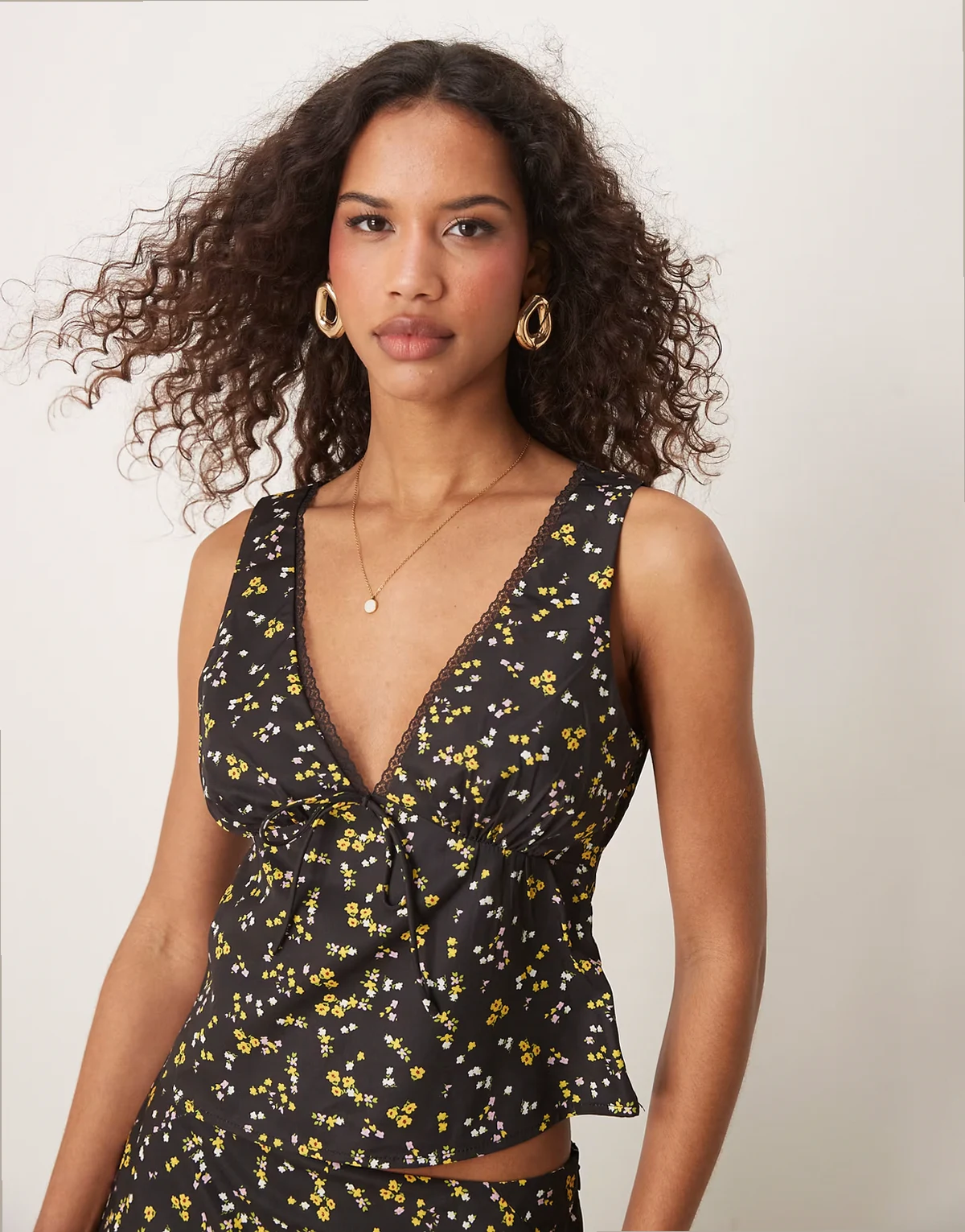 v neck top with floral print - part of a set