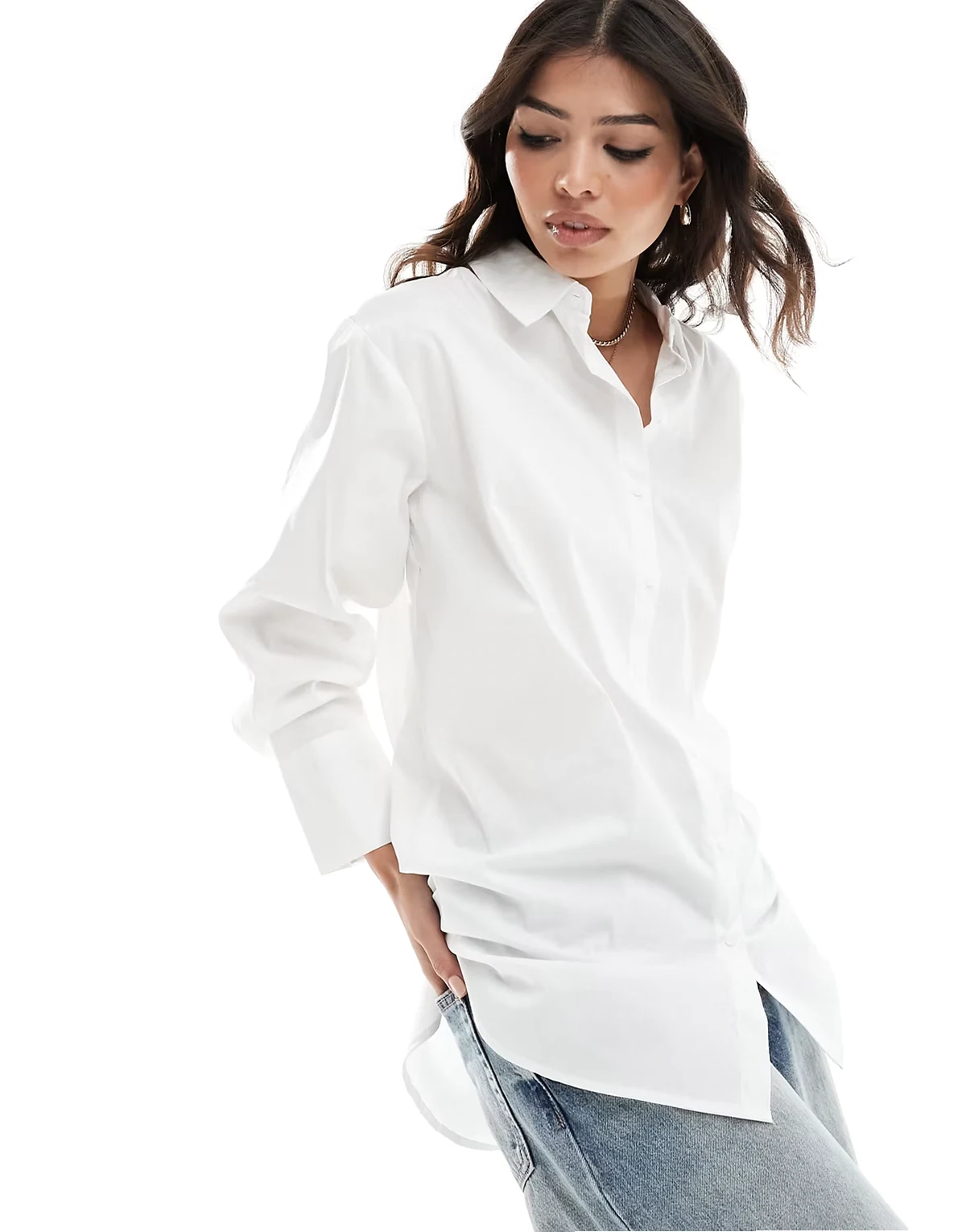 – Langes Oversize-Hemd in Weiß