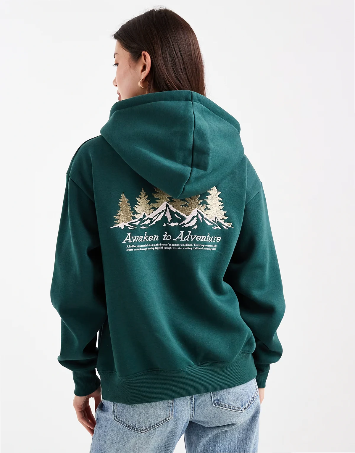 – Premium – Oversize-Kapuzenpullover in Tannengrün