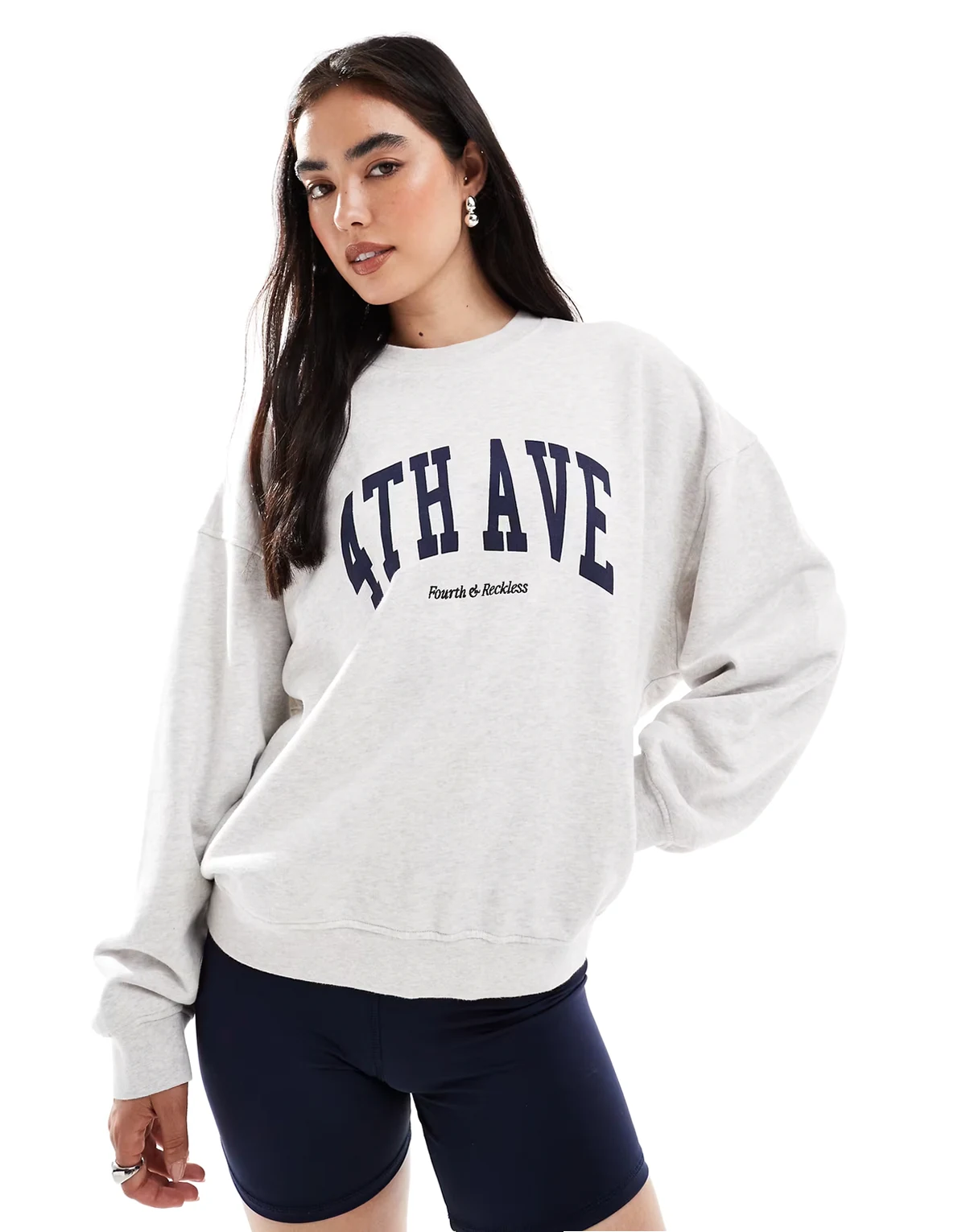 – Jasnoszara bawełniana bluza z logo Avenue