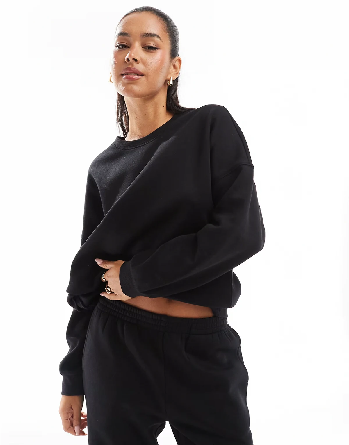 oversized sweatshirt in black - part of a set