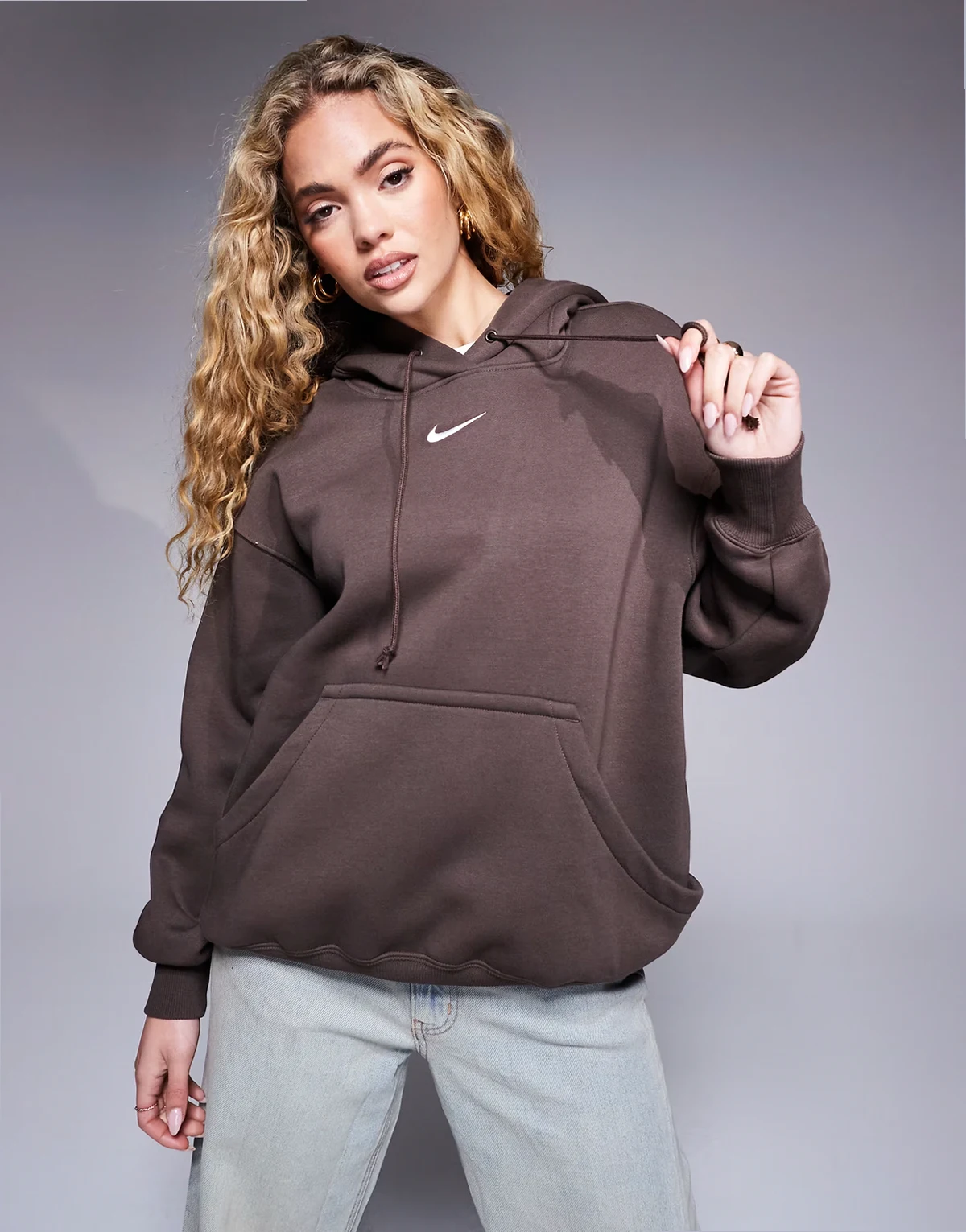 Phoenix Fleece oversized hoodie in brown