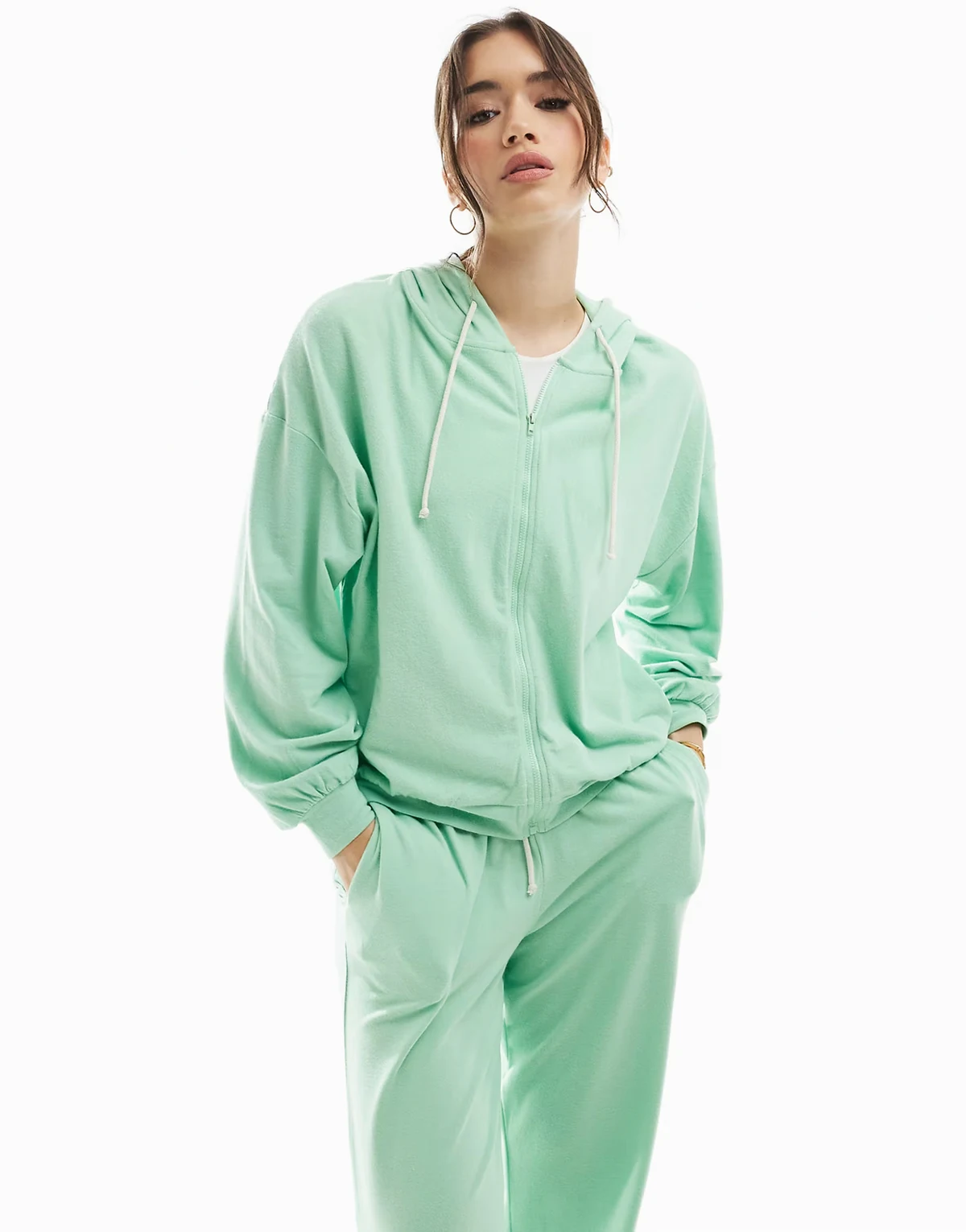 lightweight super soft hoodie in spring green heather - part of a set