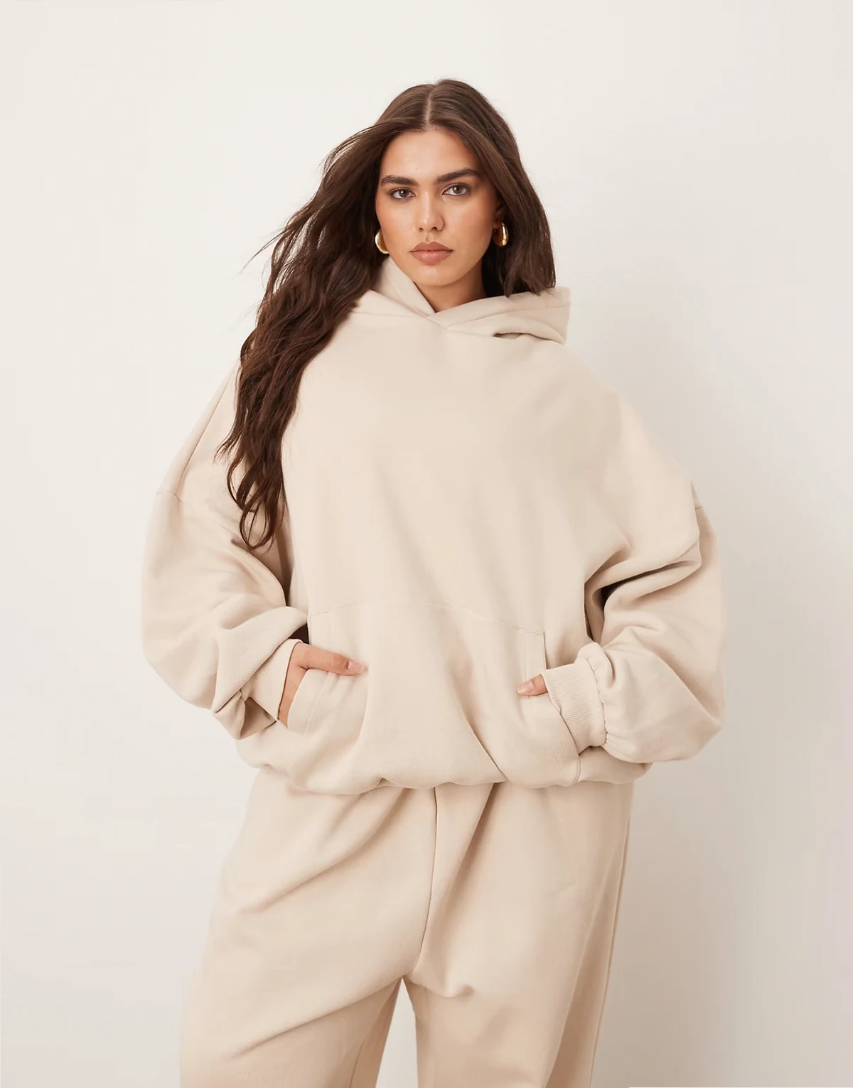 Curve oversized premium heavyweight hoodie in oatmeal