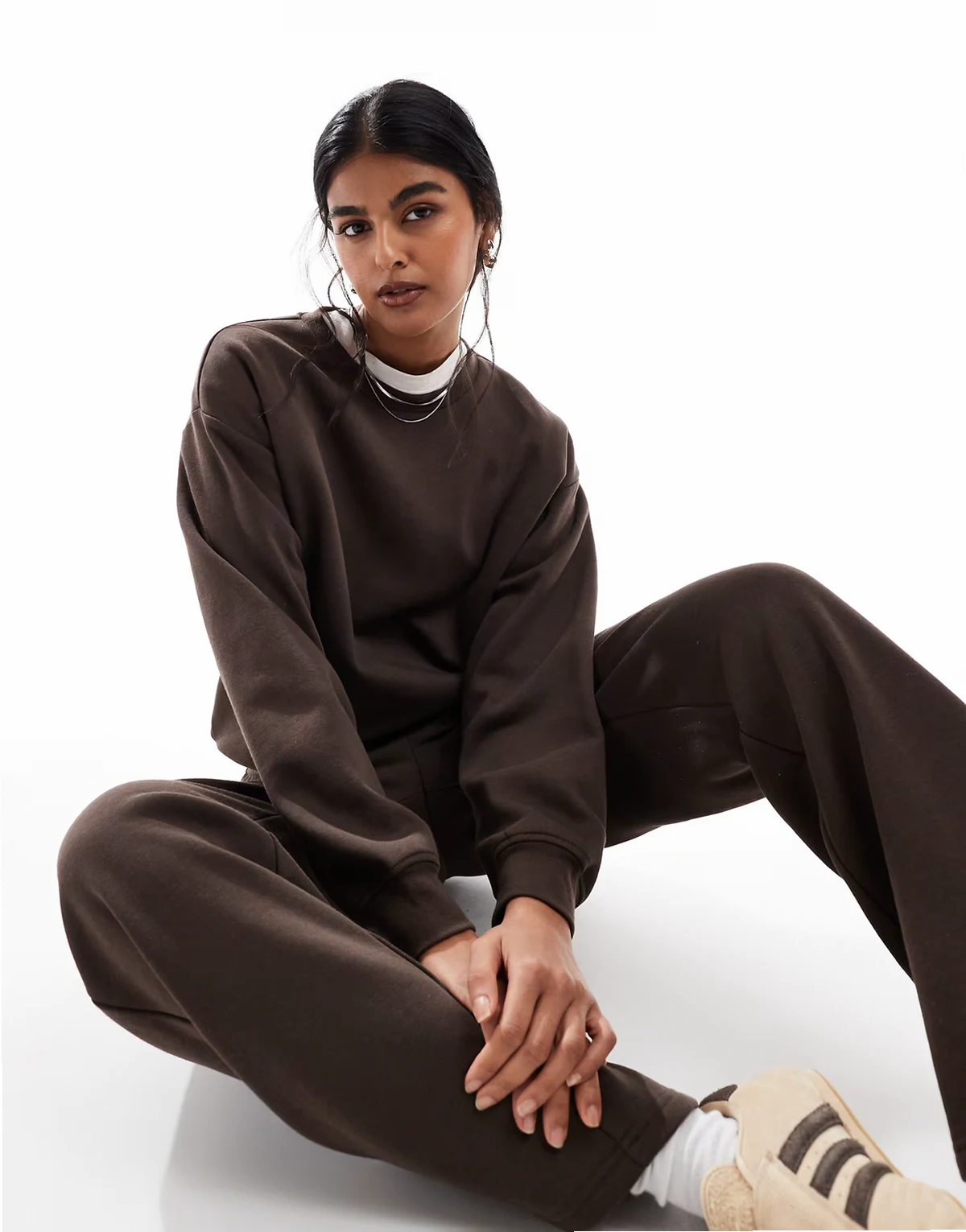 oversized sweatshirt in chocolate brown - part of a set