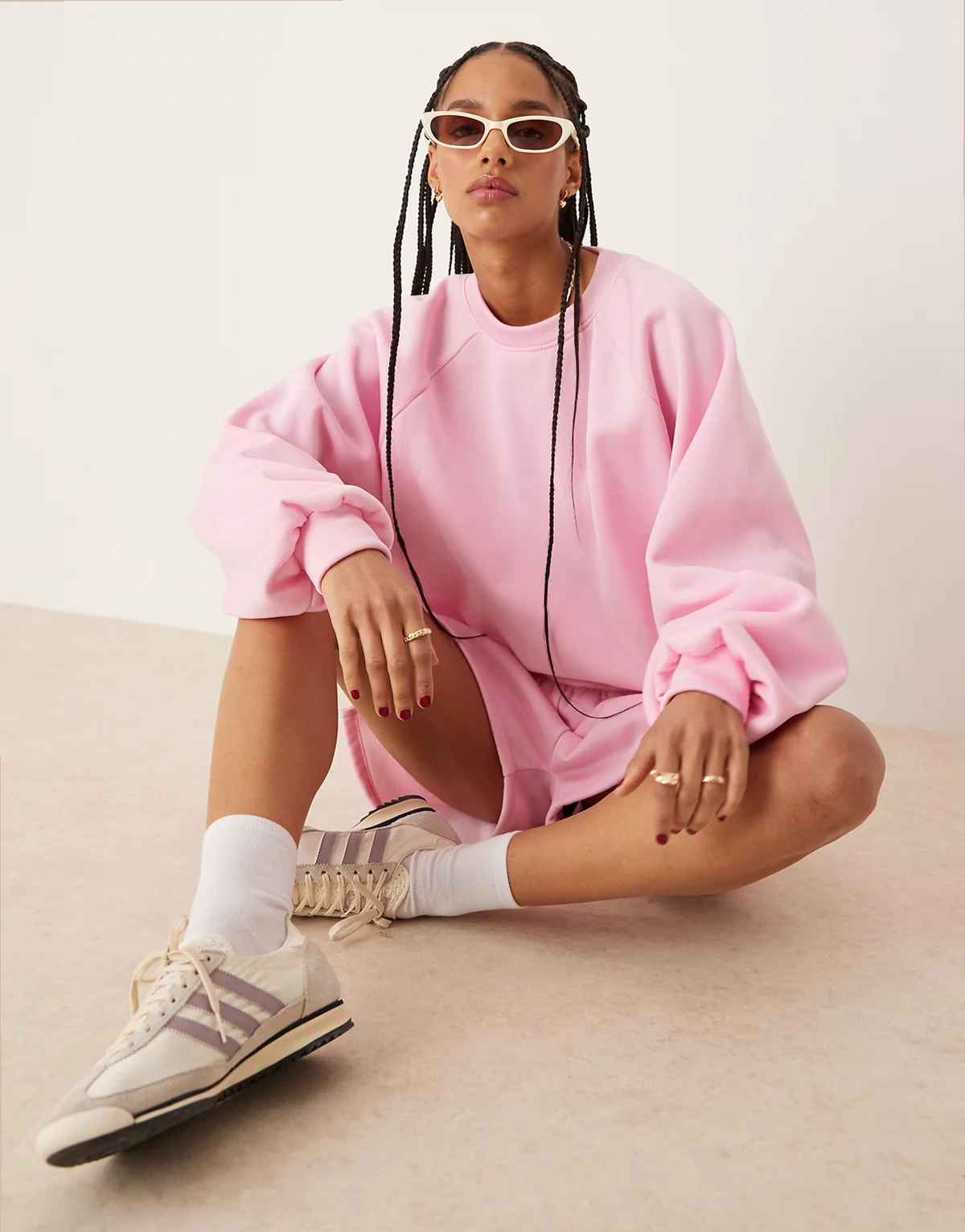 balloon sleeve sweatshirt in pink - part of a set