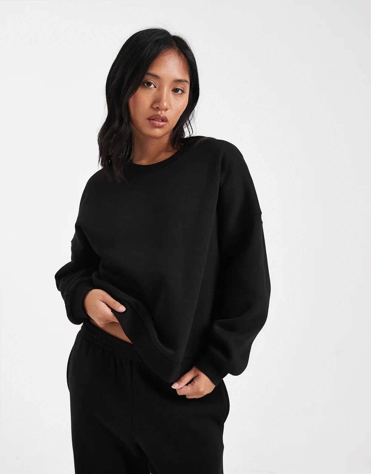oversized sweatshirt in black - part of a set