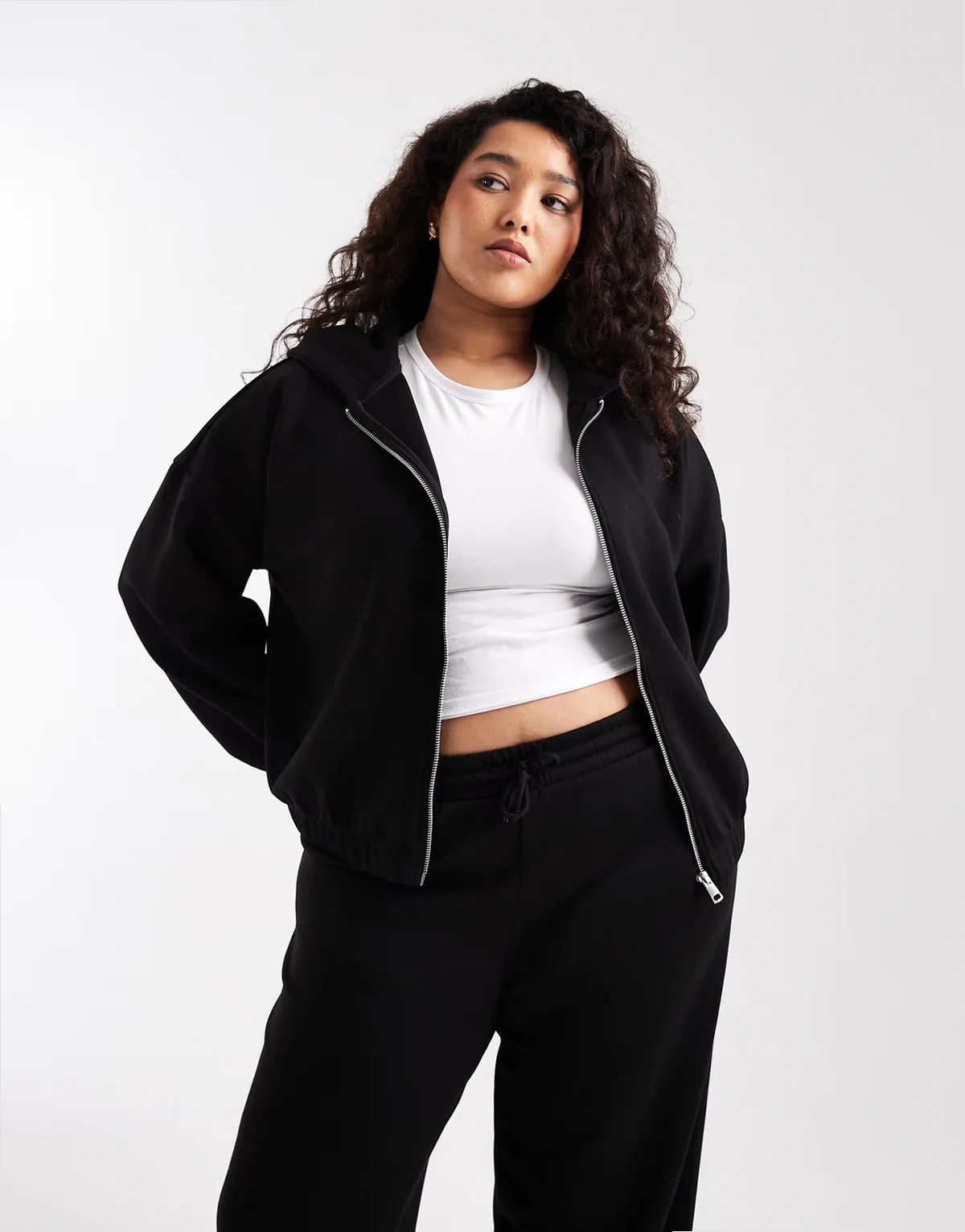 zip hoodie in black - part of a set