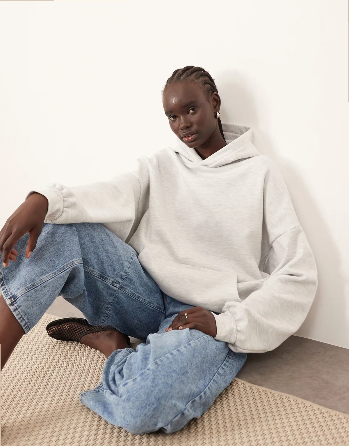 oversized premium heavyweight hoodie in gray heather